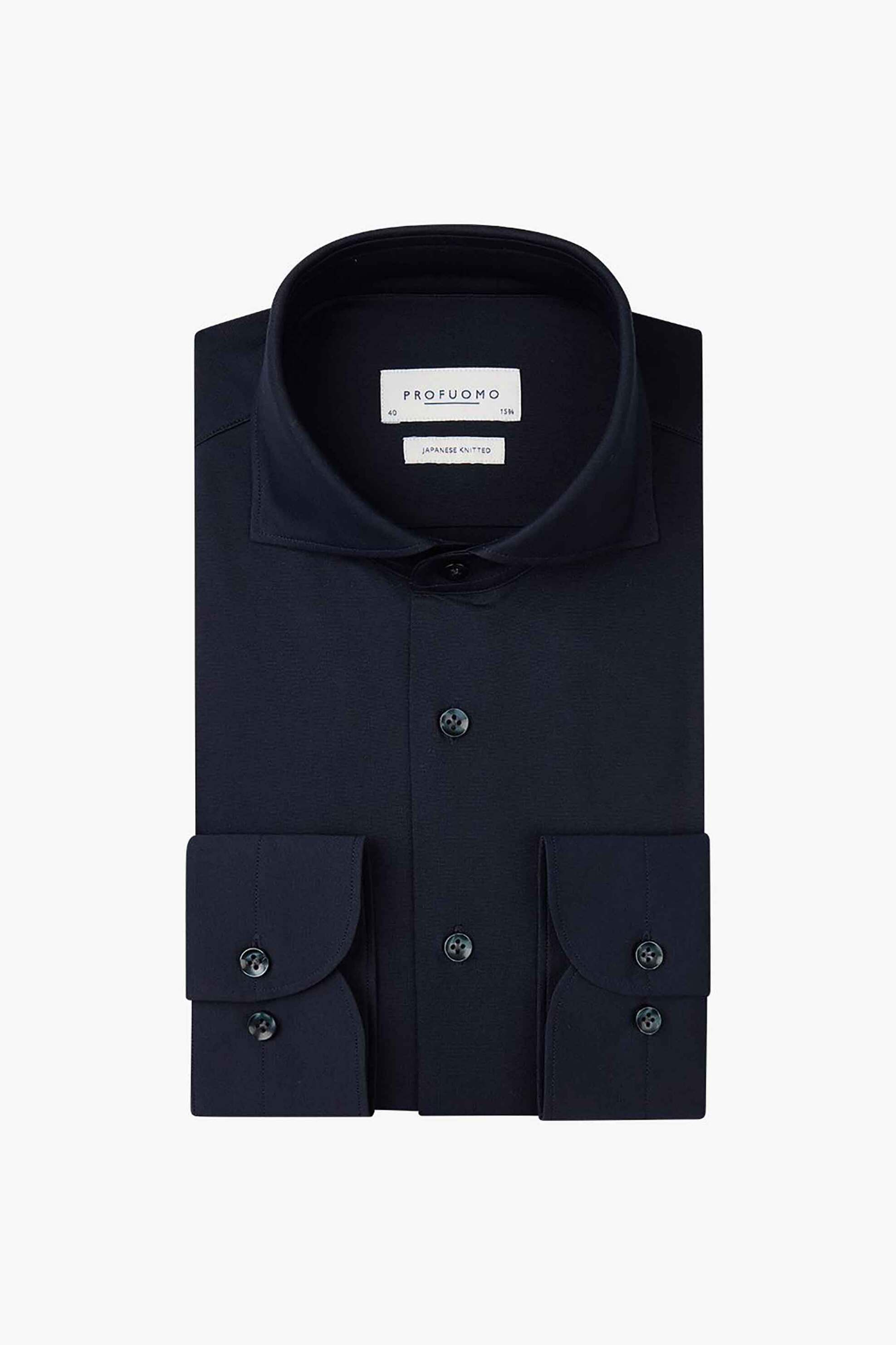 Profuomo Ανδρικό Πουκάμισο Japanese Knitted Slim Fit - Ppvh30047A Σκούρο Μπλε