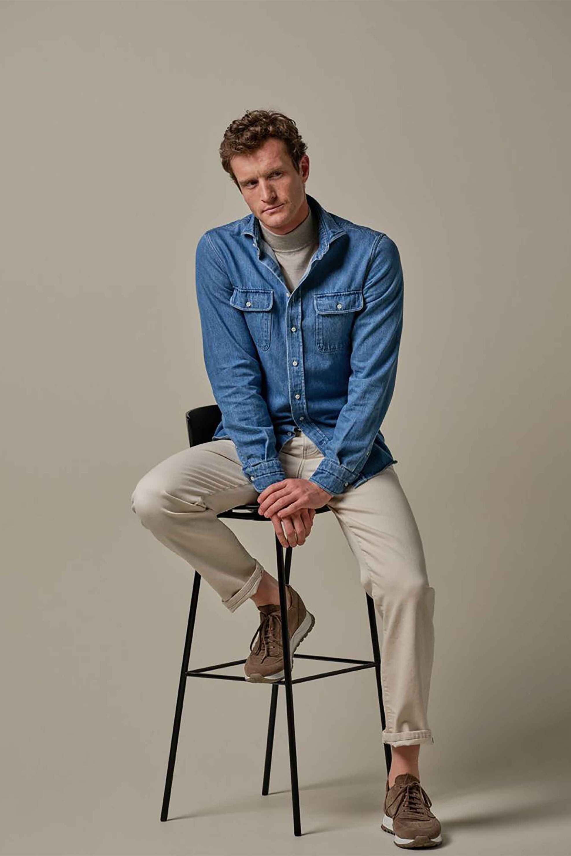 Profuomo ανδρικό denim overshirt Relaxed Fit - PPVH30063A Denim Blue φωτογραφία