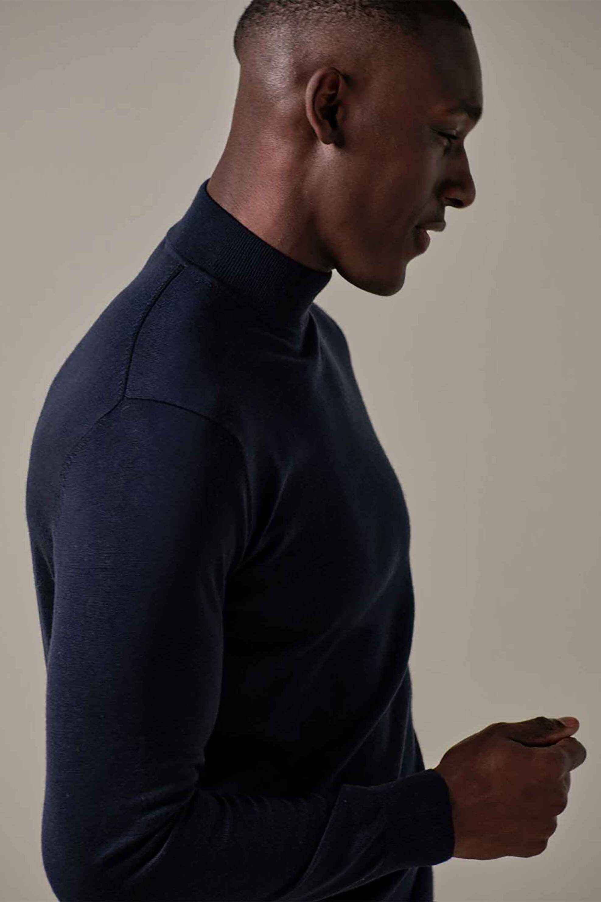 Profuomo ανδρικό μάλλινο πουλόβερ με ψηλό λαιμό Normal Fit - PPVJ30004C Σκούρο Μπλε φωτογραφία