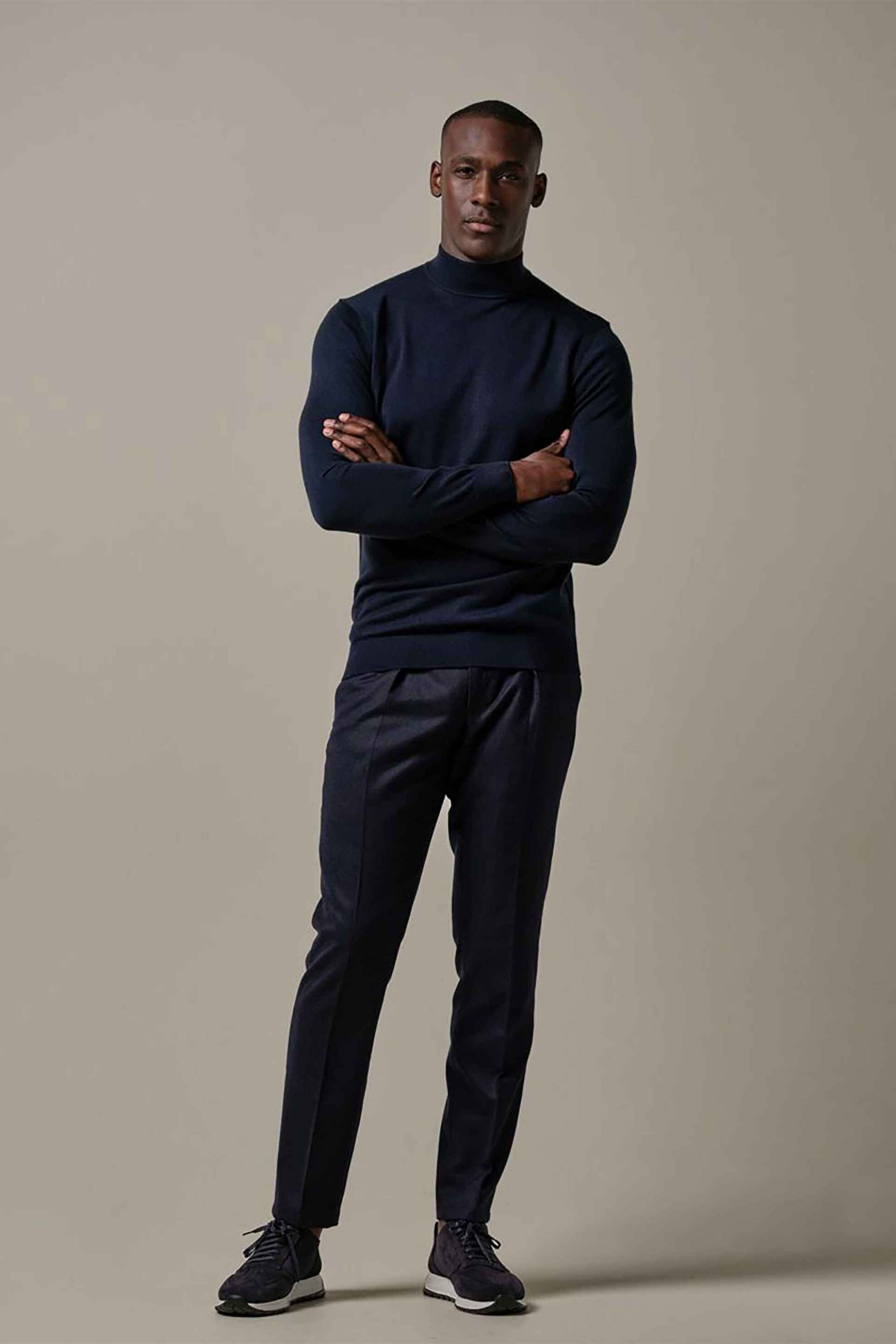 Profuomo ανδρικό μάλλινο πουλόβερ με ψηλό λαιμό Normal Fit - PPVJ30004C Σκούρο Μπλε φωτογραφία