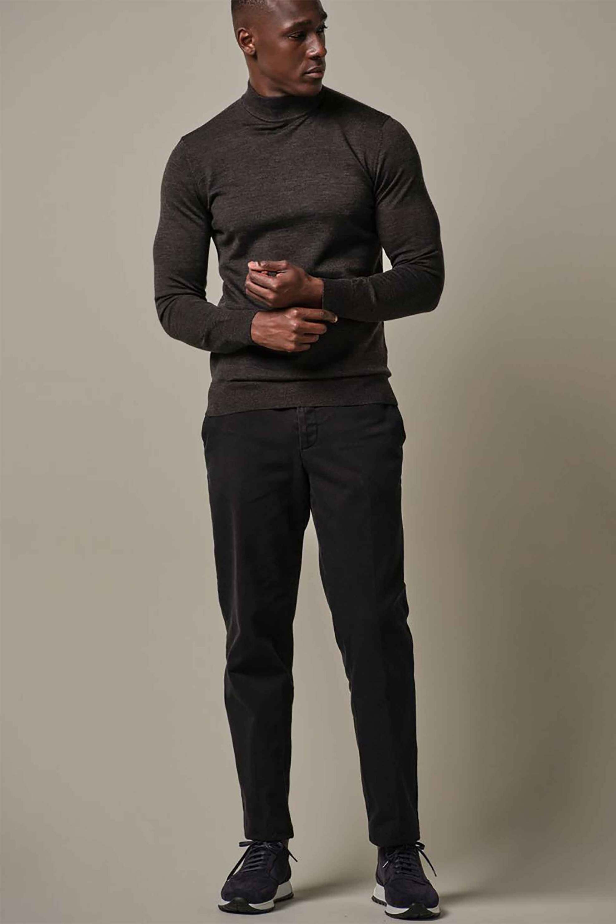 Profuomo ανδρικό μάλλινο πουλόβερ με ψηλό λαιμό Normal Fit - PPVJ30004D Καφέ φωτογραφία