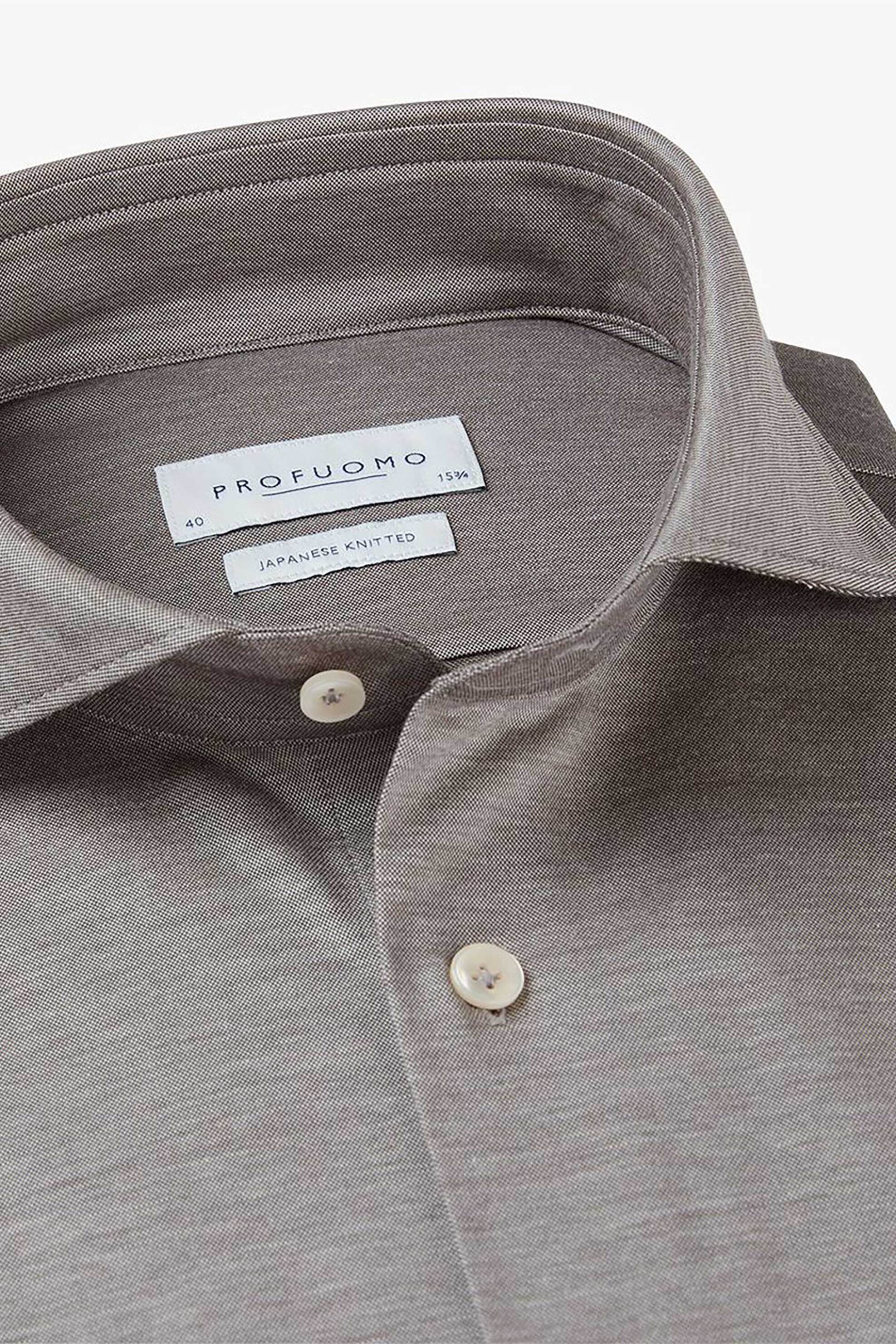 Profuomo ανδρικό πλεκτό πουκάμισο Slim Fit - PPVH30043C Καφέ φωτογραφία