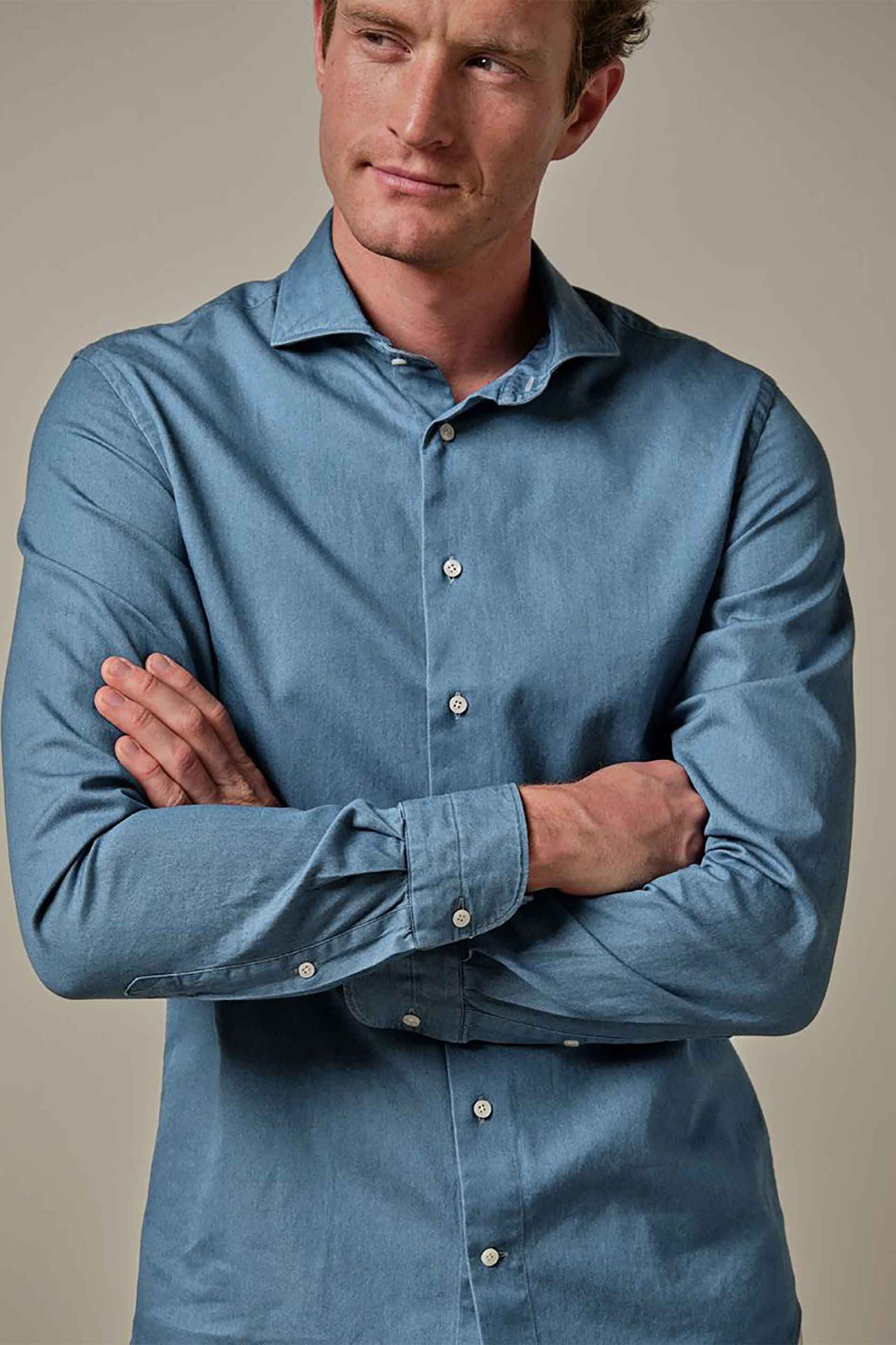 Profuomo ανδρικό denim πουκάμισο Slim Fit - PPVH30049A Denim Blue φωτογραφία