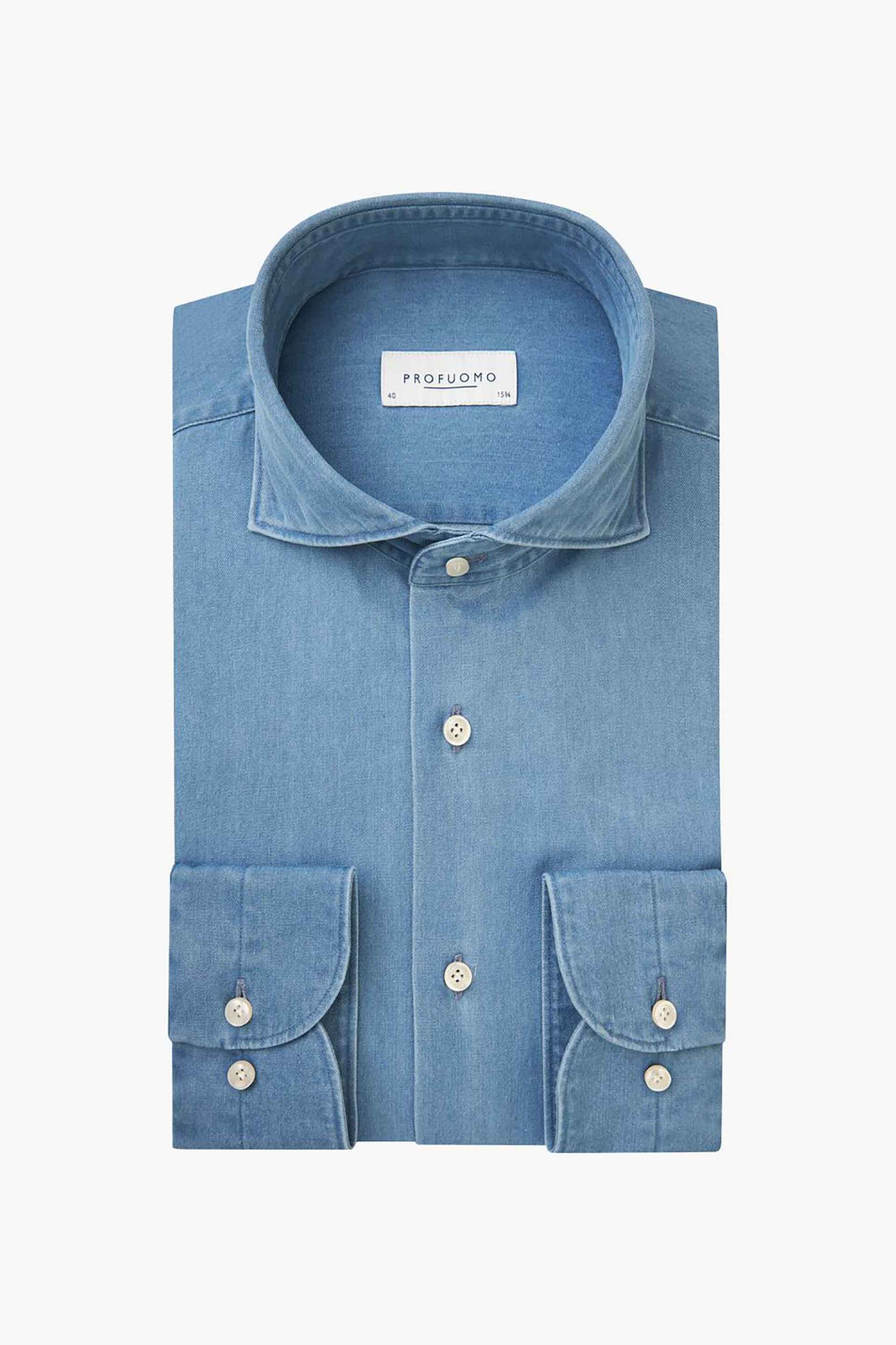 Profuomo Ανδρικό Denim Πουκάμισο Slim Fit - Ppvh30049A Blue
