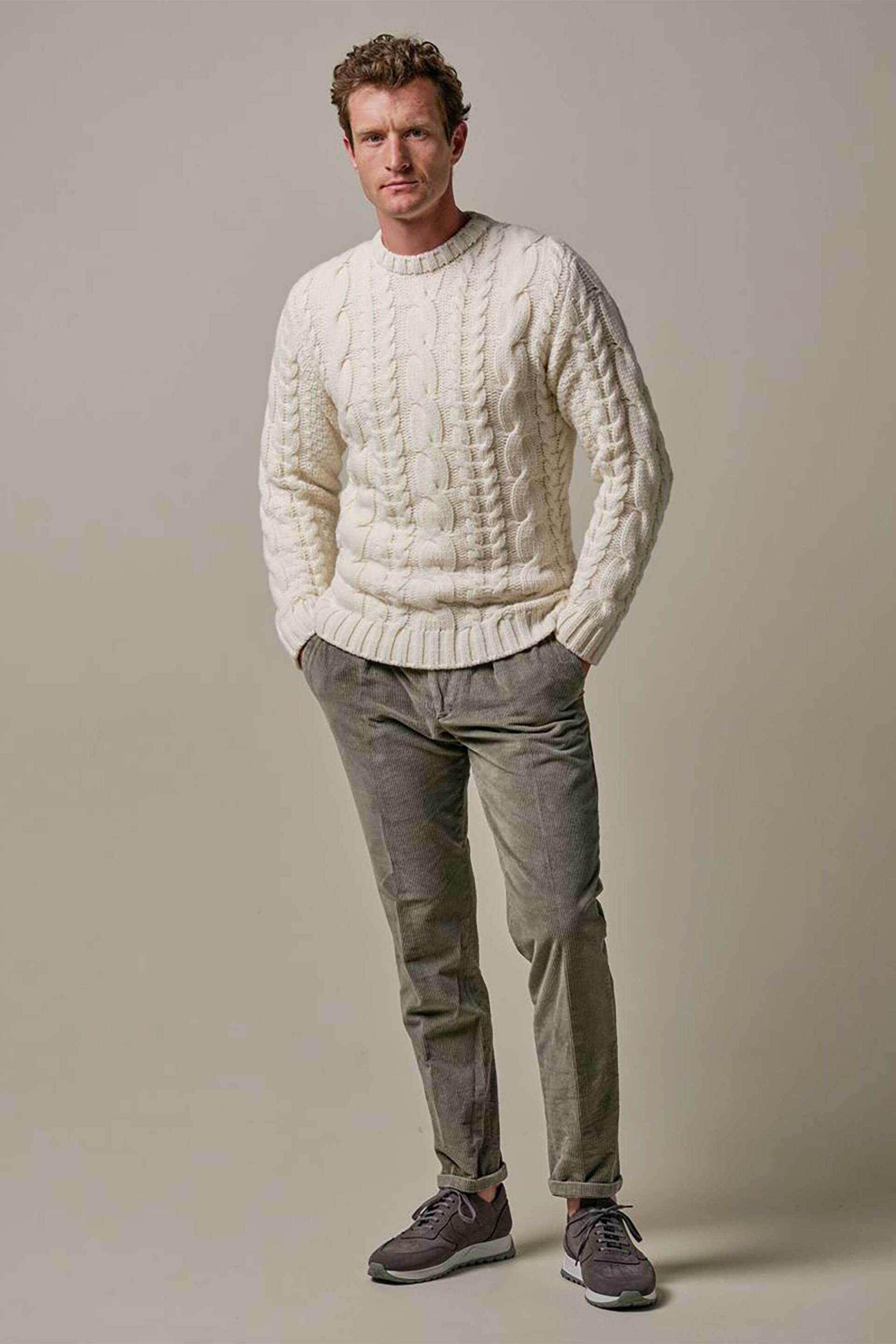 Profuomo ανδρικό κοτλέ παντελόνι Relaxed Fit - PPVQ30020C Πράσινο Ανοιχτό