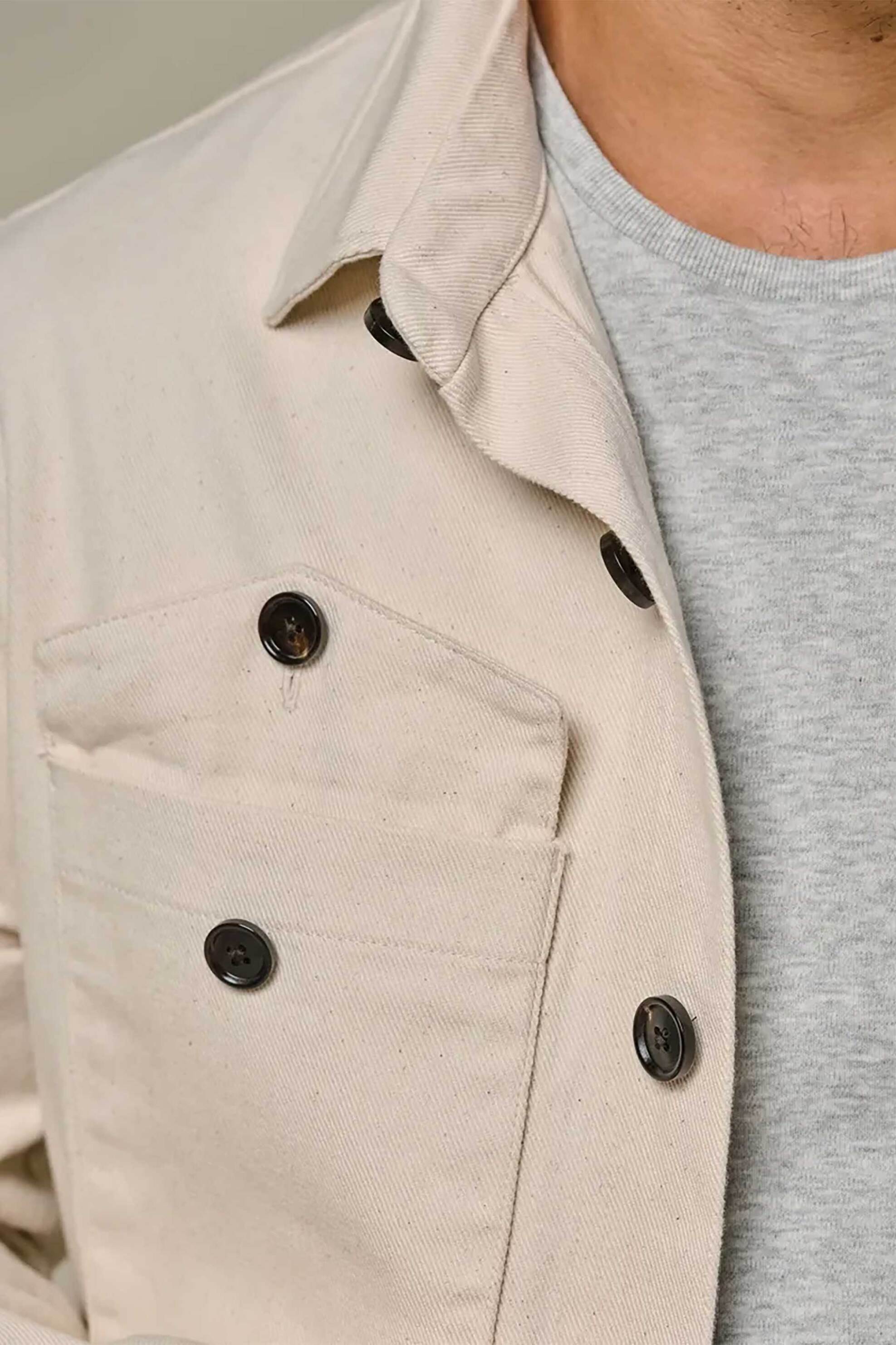 Profuomo ανδρικό overshirt με τσέπες Loose Fit - PPWF10011A Κρέμ φωτογραφία
