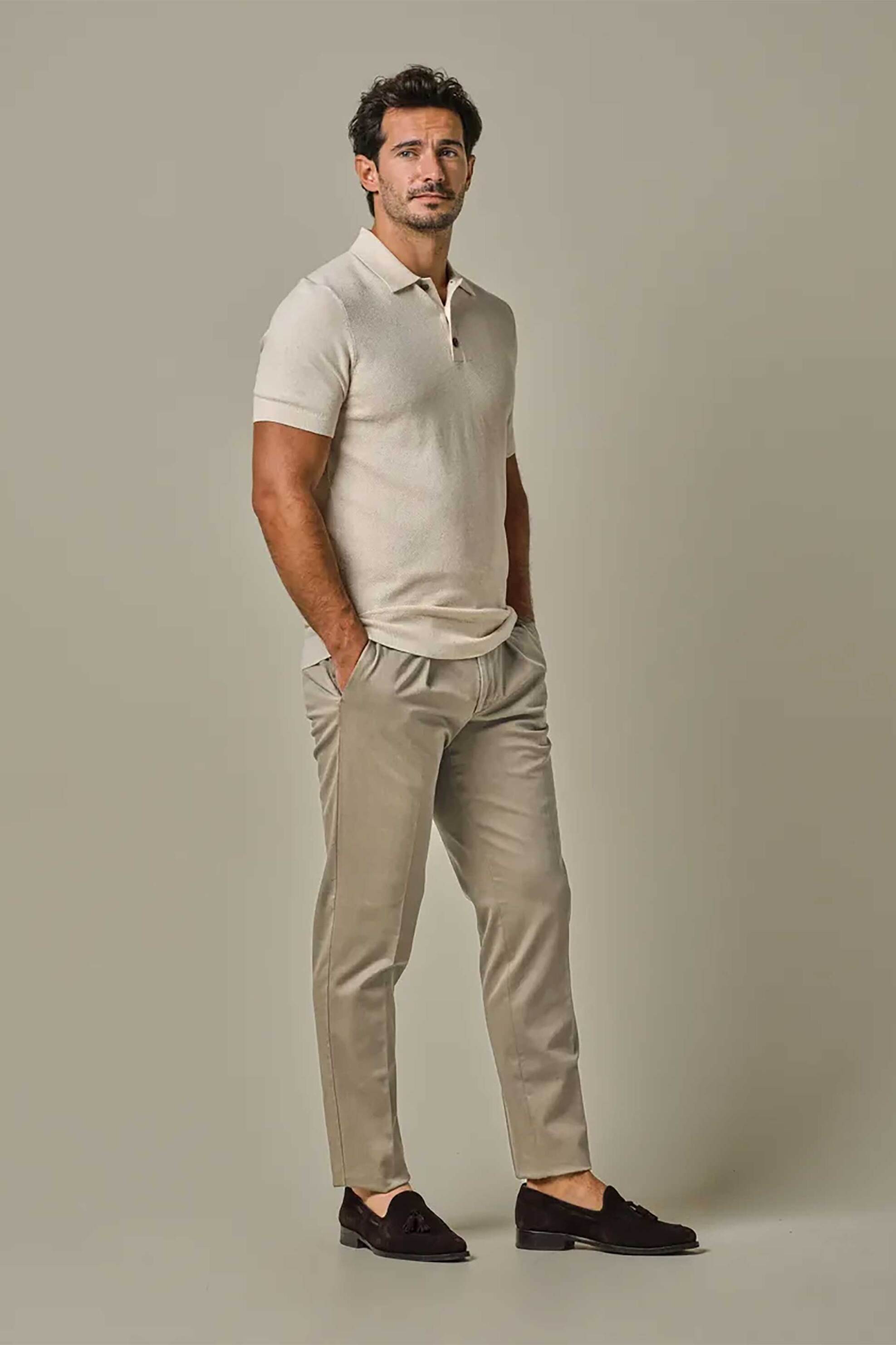 Profuomo ανδρικό chino παντελόνι Relaxed Fit - PPWQ10012E Καφέ Ανοιχτό