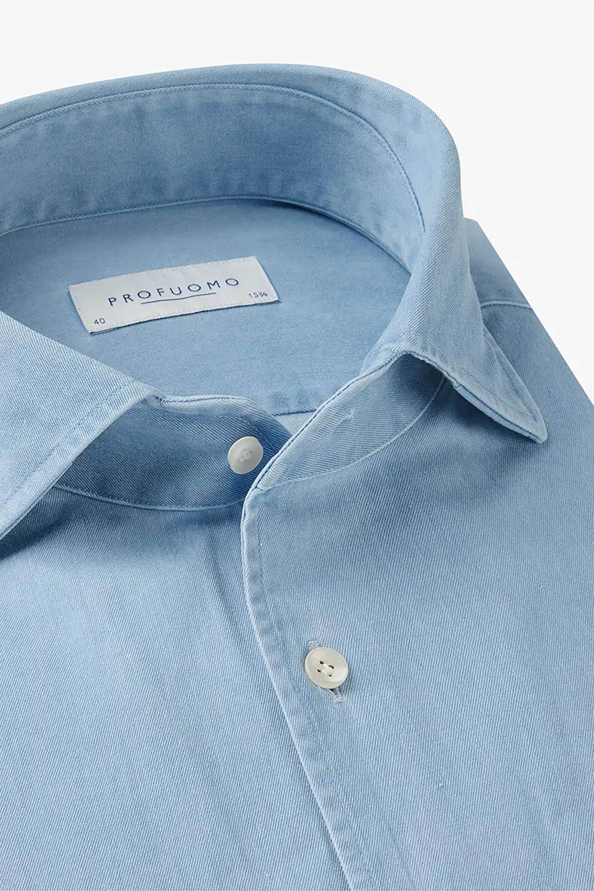Profuomo Ανδρικό Denim Πουκάμισο Slim Fit - Ppwh10019A Μπλε Ανοιχτό