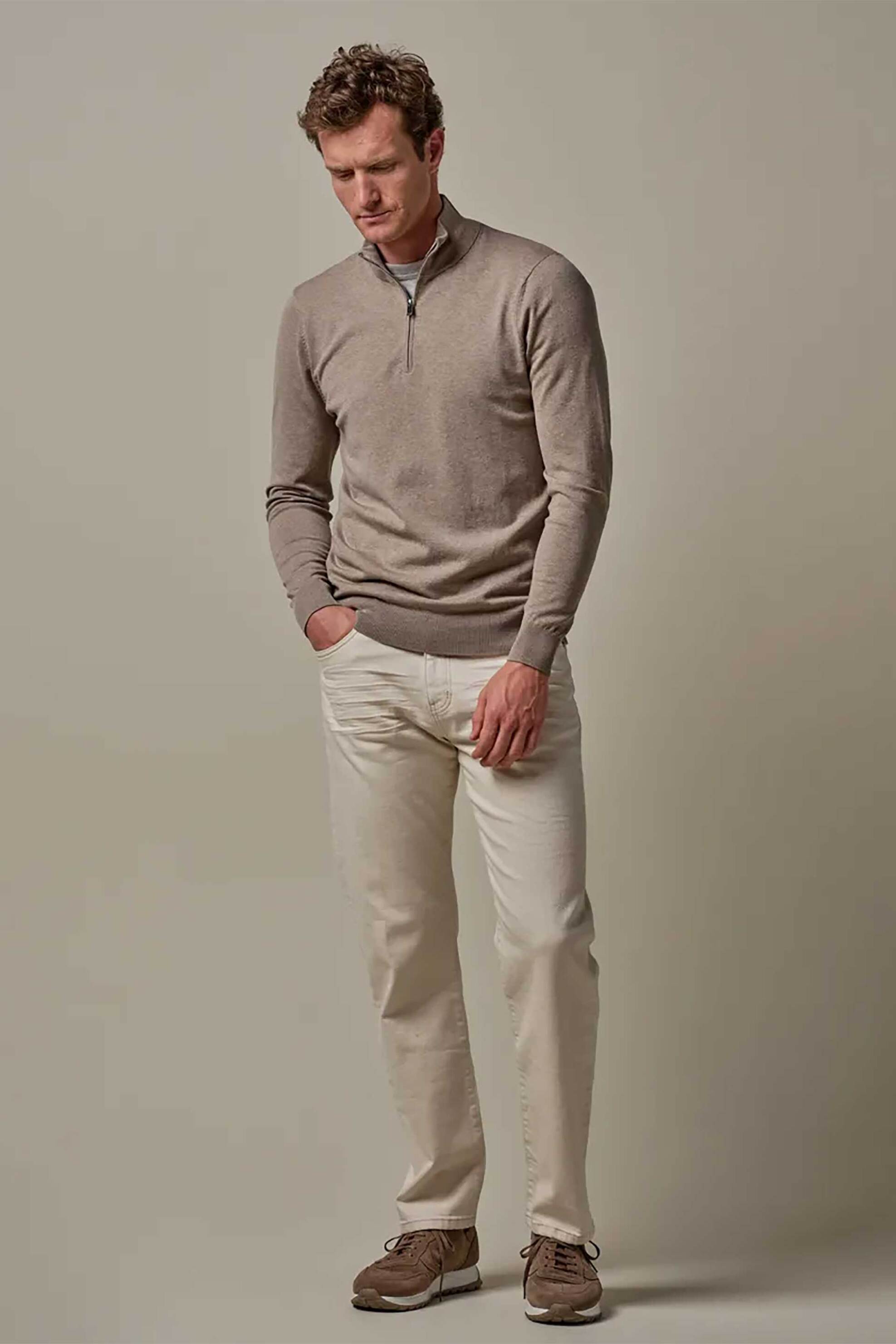 Profuomo ανδρικό παντελόνι πεντάτσεπο Relaxed Fit - PPWQ10041A Κρέμ