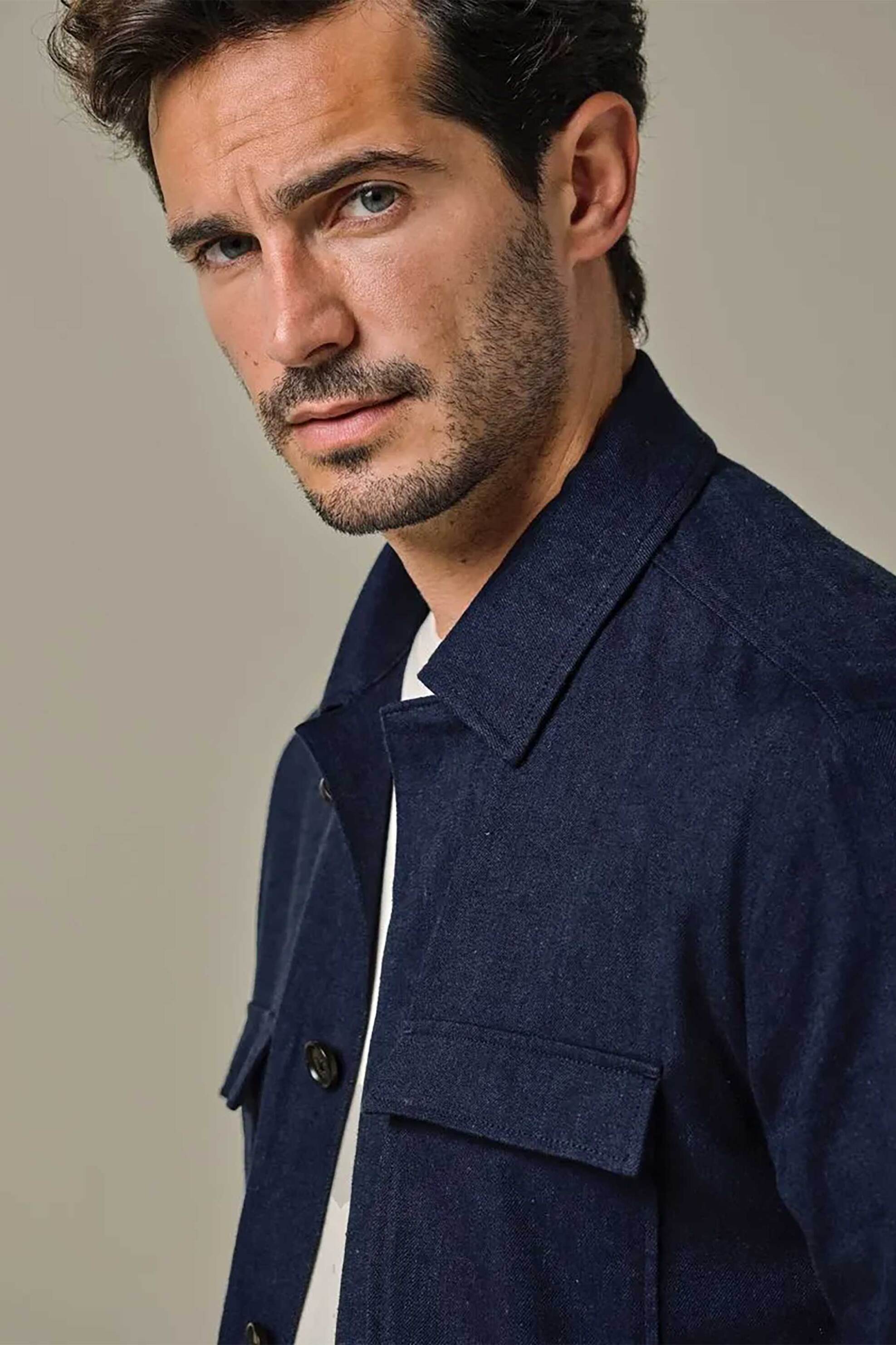 Profuomo ανδρικό κοτλέ overshirt με τσέπη Normal Fit - PPWF10006A Σκούρο Μπλε φωτογραφία