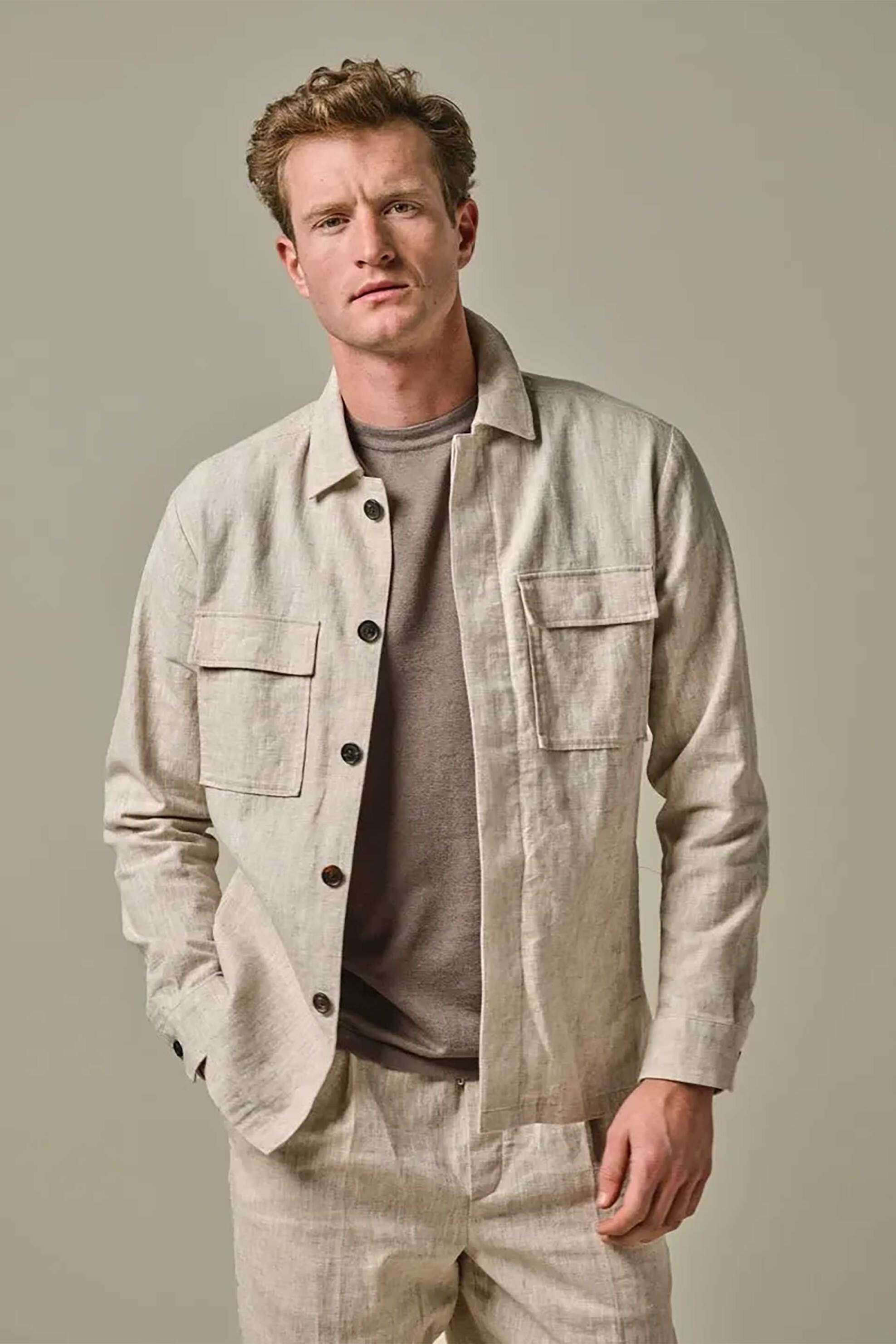 PROFUOMO Profuomo ανδρικό overshirt μονόχρωμο με τσέπες Normal Fit - PPWF10040A Μπεζ