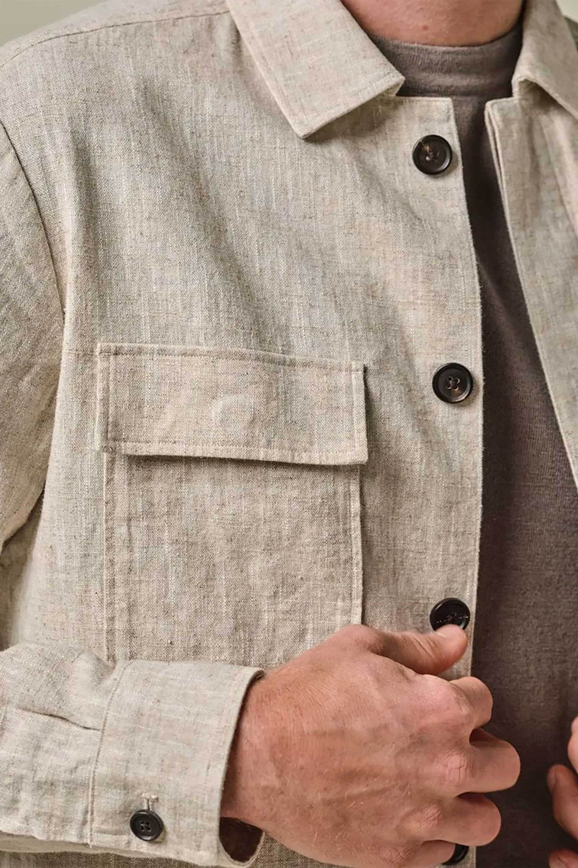 Profuomo ανδρικό overshirt μονόχρωμο με τσέπες Normal Fit - PPWF10040A Μπεζ φωτογραφία