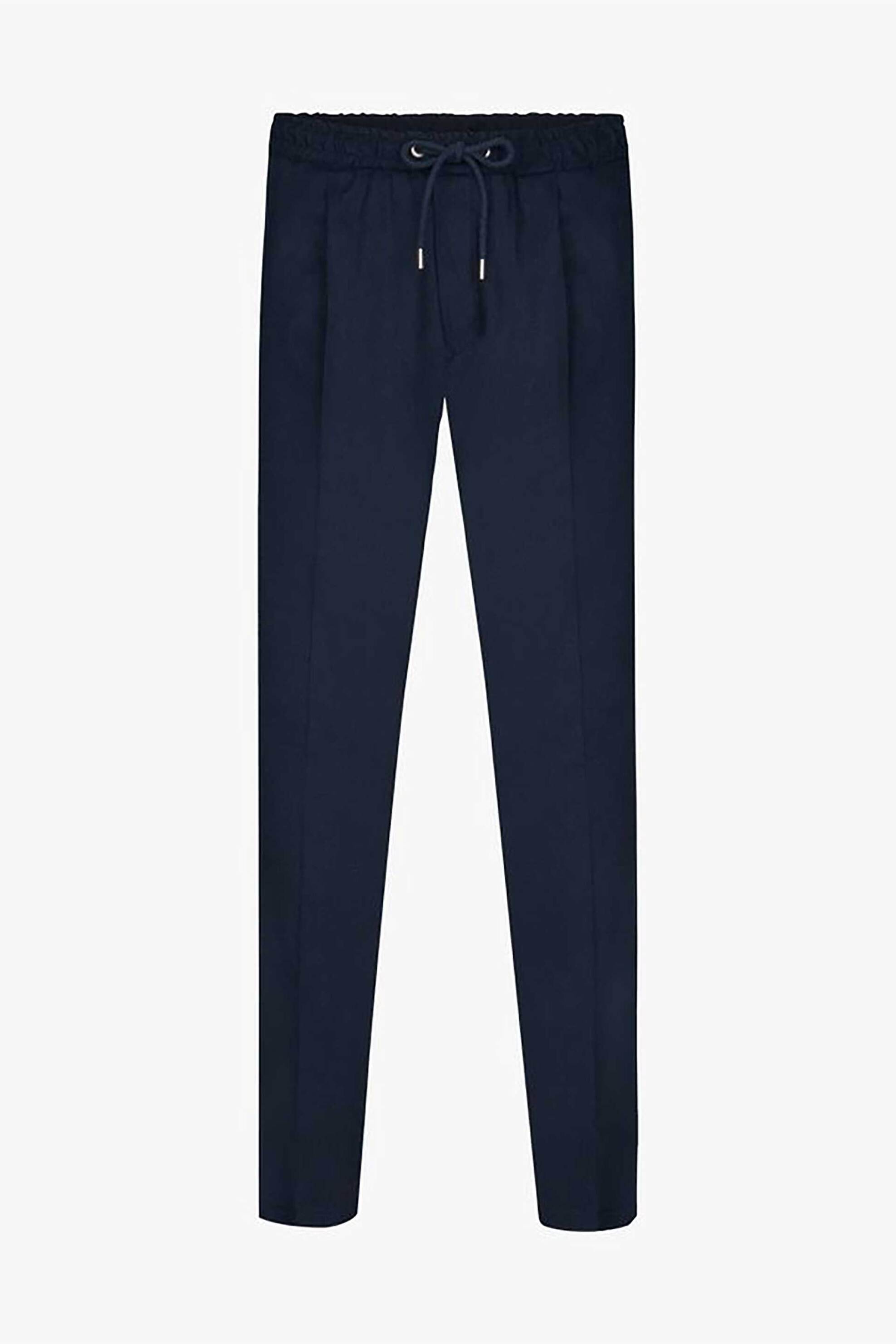 Profuomo Ανδρικό Λινό Παντελόνι με Ελαστική Μέση Loose Fit - Ppwq10025A Σκούρο Μπλε