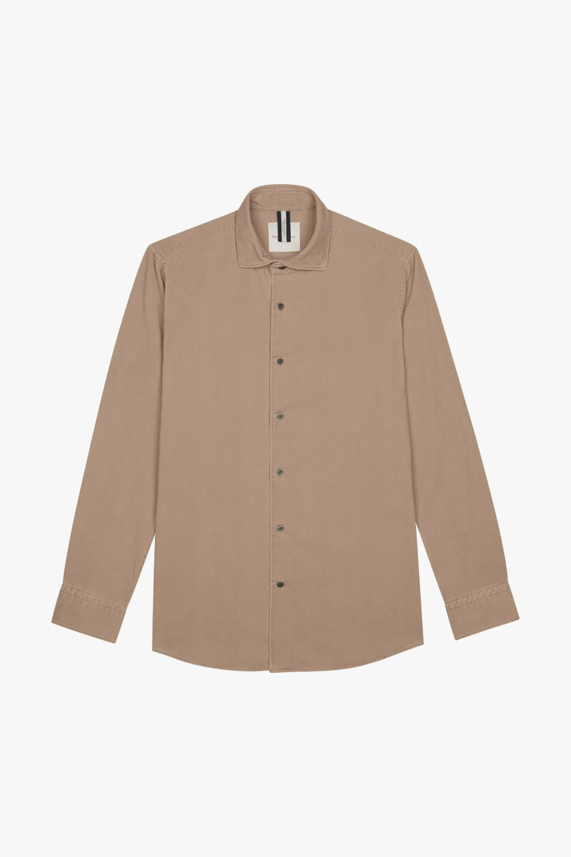 Profuomo ανδρικό πουκάμισο κοτλέ μονόχρωμο Relaxed Fit - PPWH30012D Μπεζ φωτογραφία