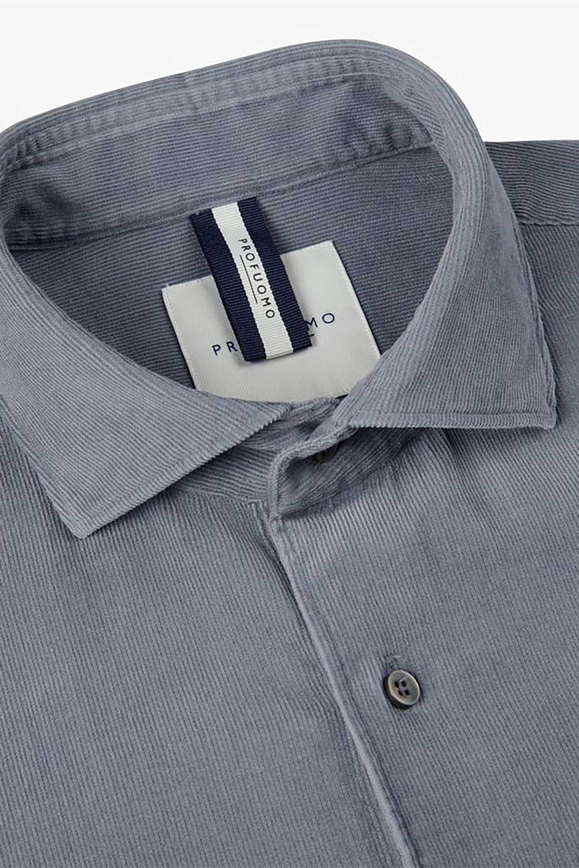 Profuomo Ανδρικό Πουκάμισο Κοτλέ Μονόχρωμο Relaxed Fit - Ppwh30012F Μπλε Ανοιχτό