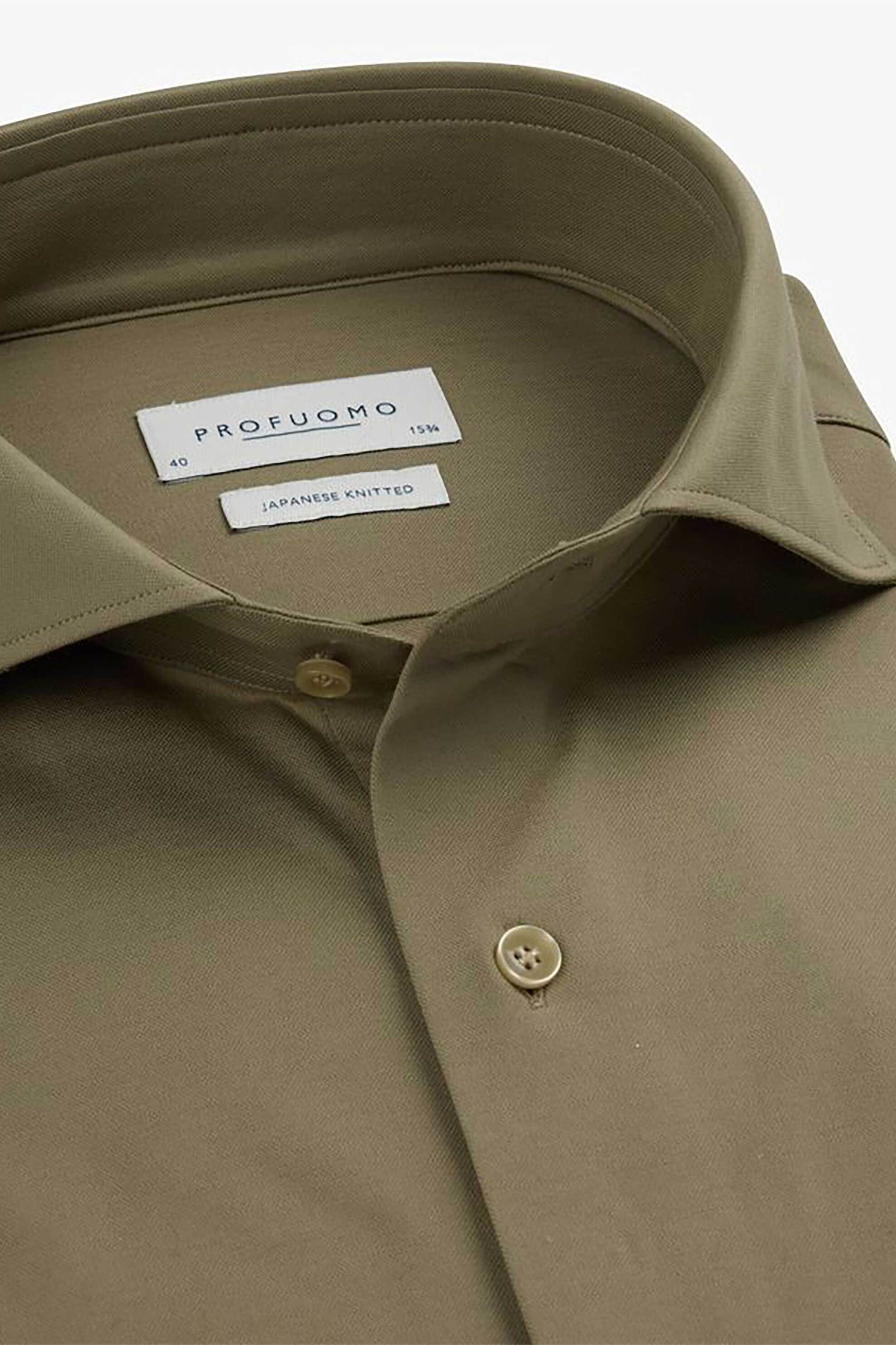 Profuomo ανδρικό πλεκτό πουκάμισο μονόχρωμο Slim Fit - PPWH30026F Πράσινο Ανοιχτό φωτογραφία