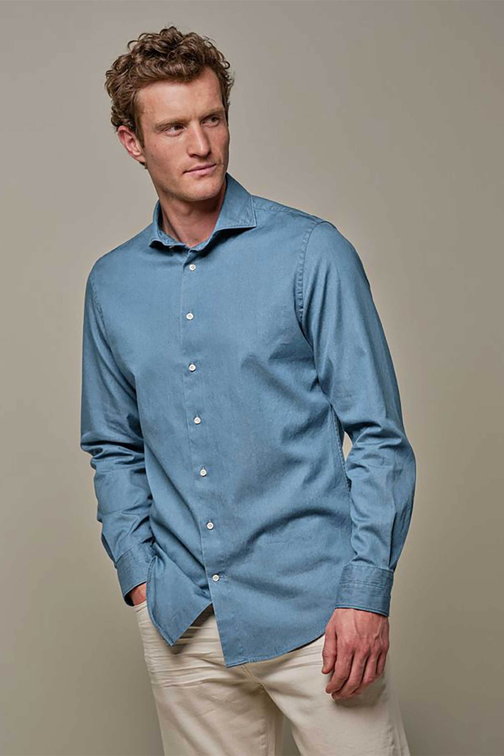 Profuomo ανδρικό denim πουκάμισο Slim Fit - PPWH30050A Denim Blue