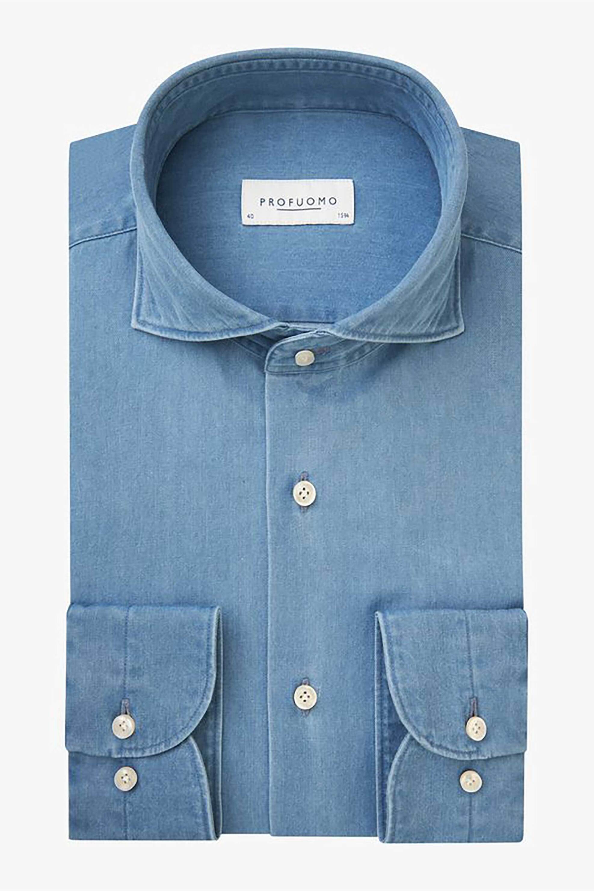 Profuomo Ανδρικό Denim Πουκάμισο Slim Fit - Ppwh30050A Blue
