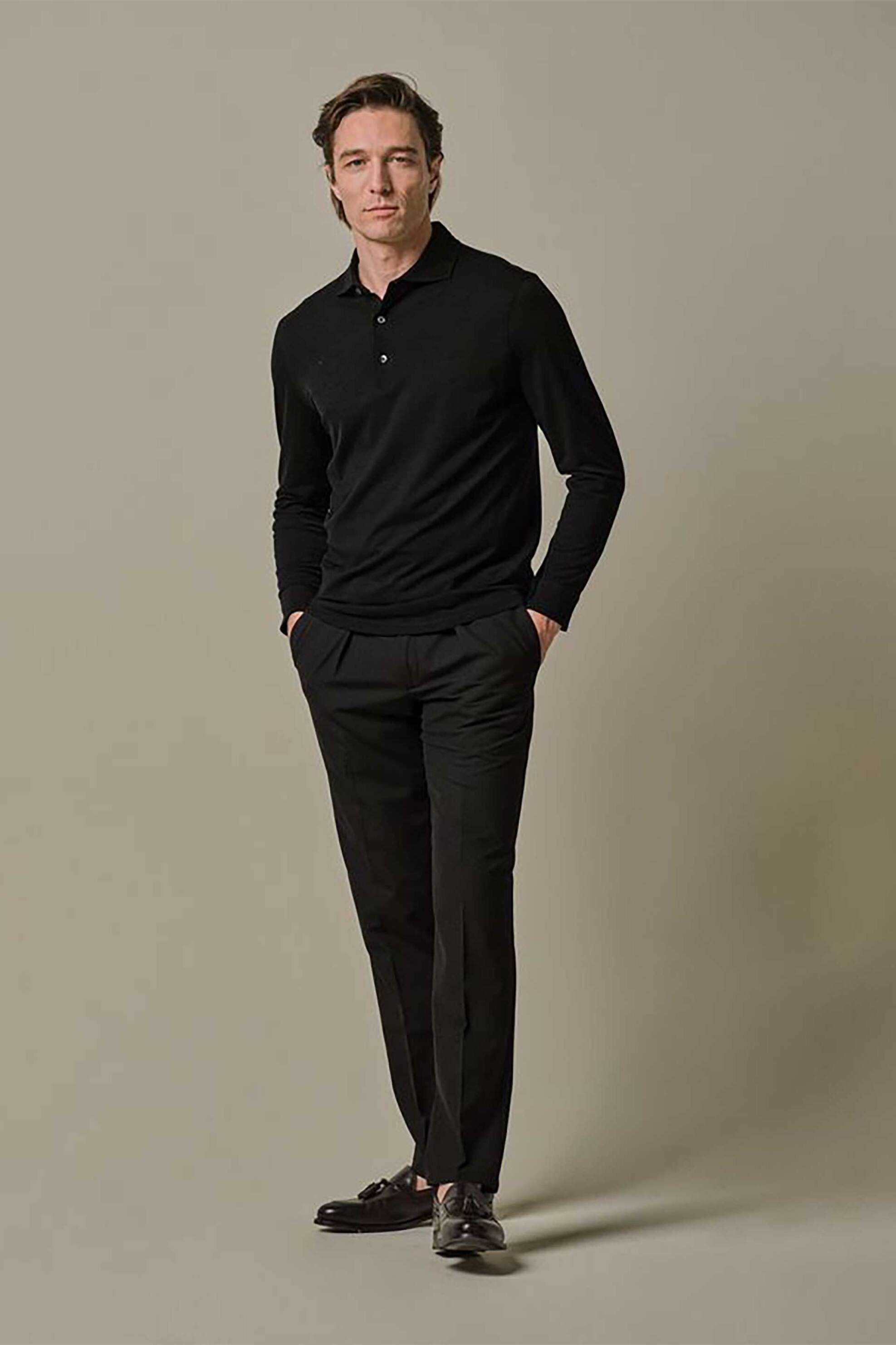 PROFUOMO Profuomo ανδρικό παντελόνι μονόχρωμο Regular Fit - PPWQ30010A Μαύρο