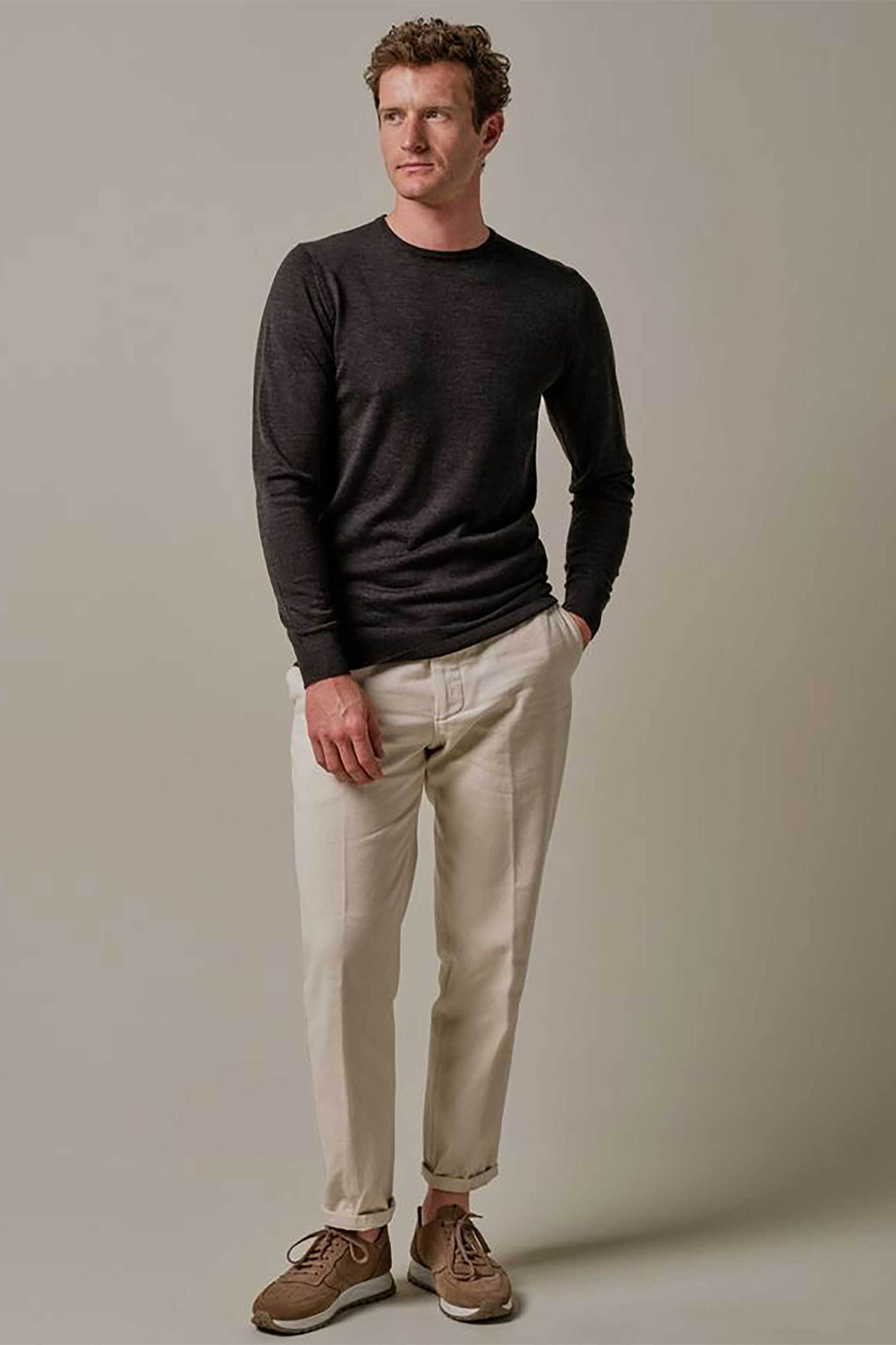 Profuomo ανδρική μάλλινη μπλούζα μονόχρωμή Regular Fit - PP2J00011C Καφέ φωτογραφία