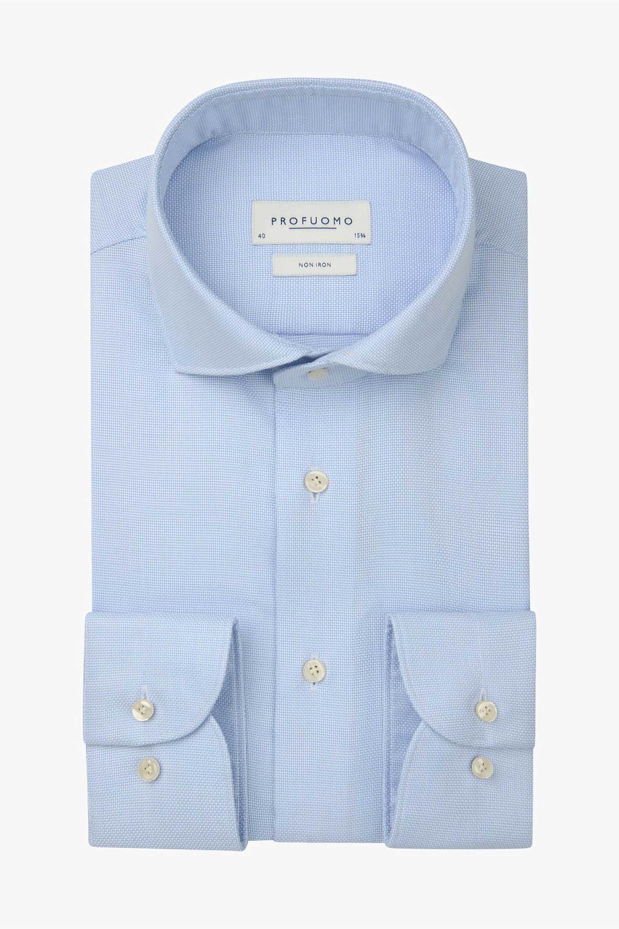 PROFUOMO Profuomo ανδρικό πουκάμισο μονόχρωμο Slim Fit - PPWH30001A Μπλε Ανοιχτό