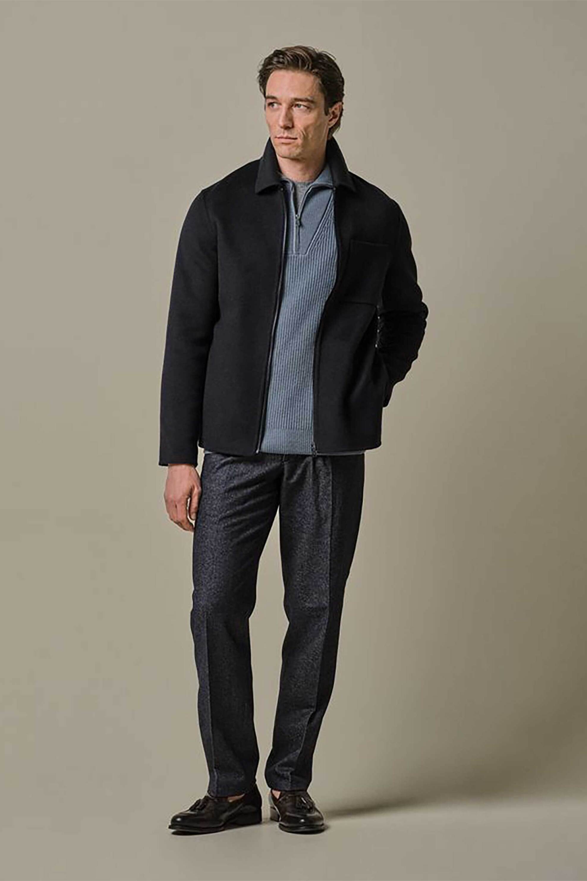 Profuomo ανδρικό overshirt μονόχρωμο με τσέπη Normal Fit - PPWF30013B Σκούρο Μπλε φωτογραφία