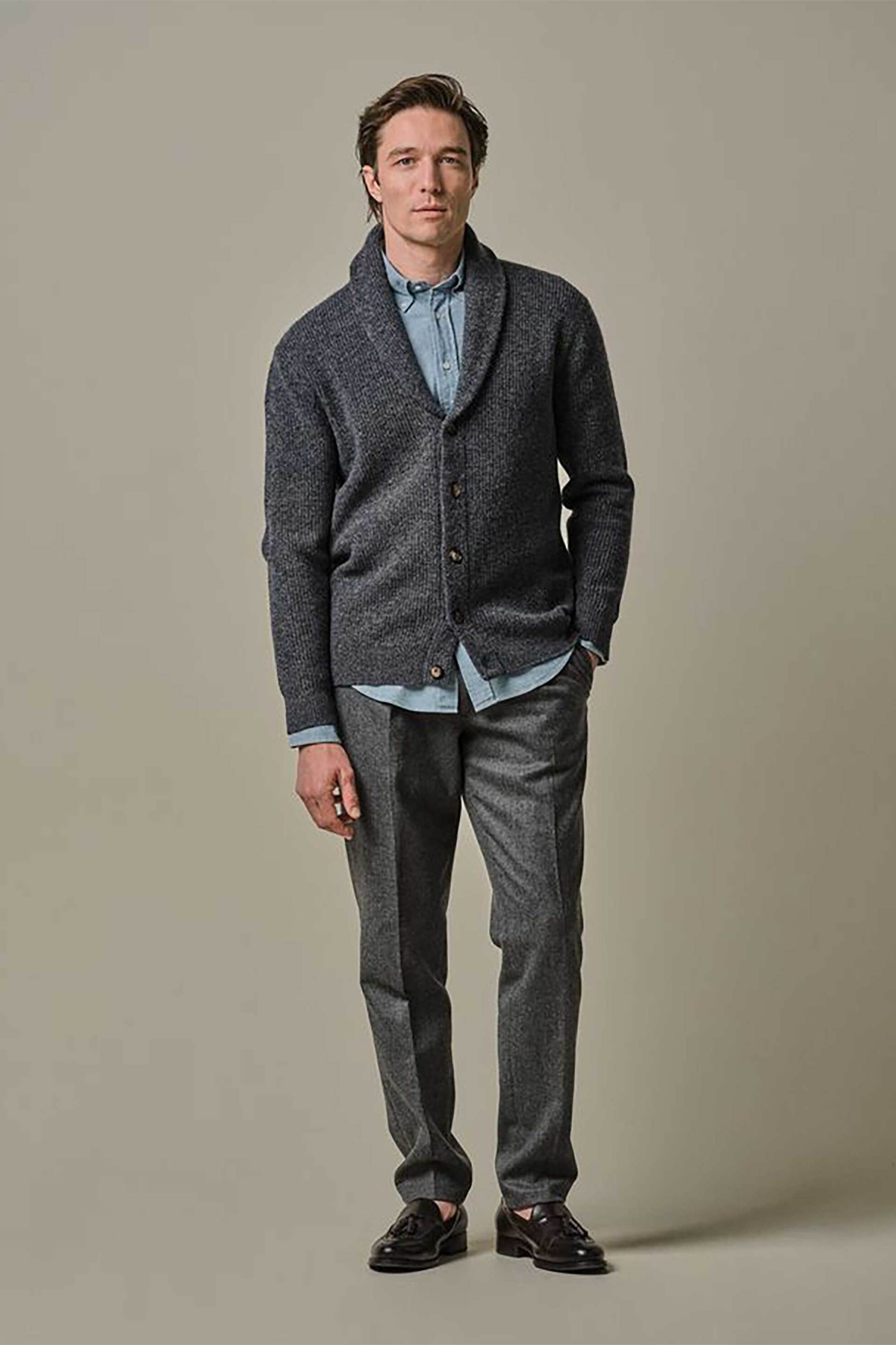 Profuomo ανδρική μάλλινη ζακέτα Regular Fit - PPWJ30032B Ανθρακί φωτογραφία