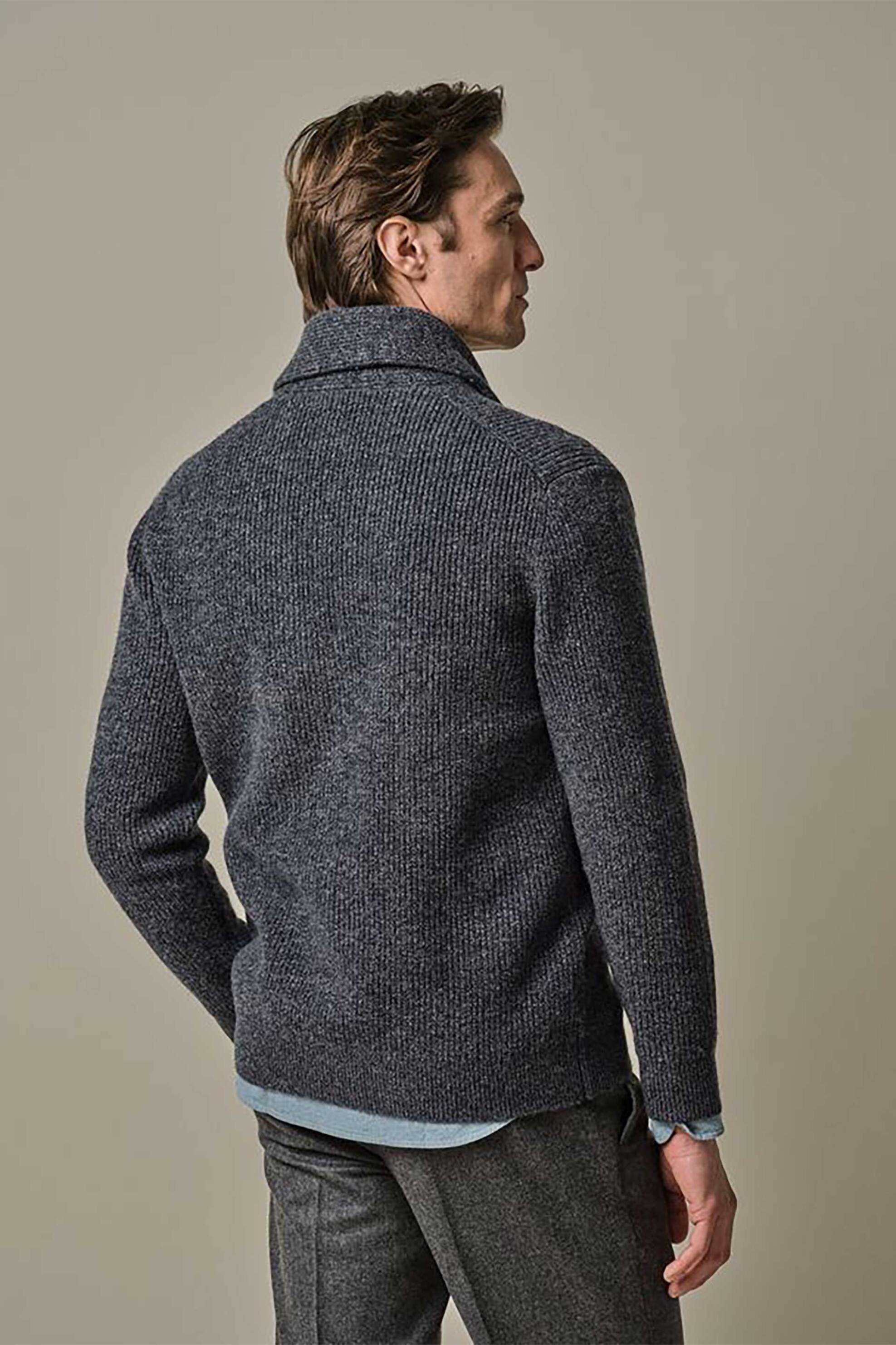 Profuomo ανδρική μάλλινη ζακέτα Regular Fit - PPWJ30032B Ανθρακί φωτογραφία