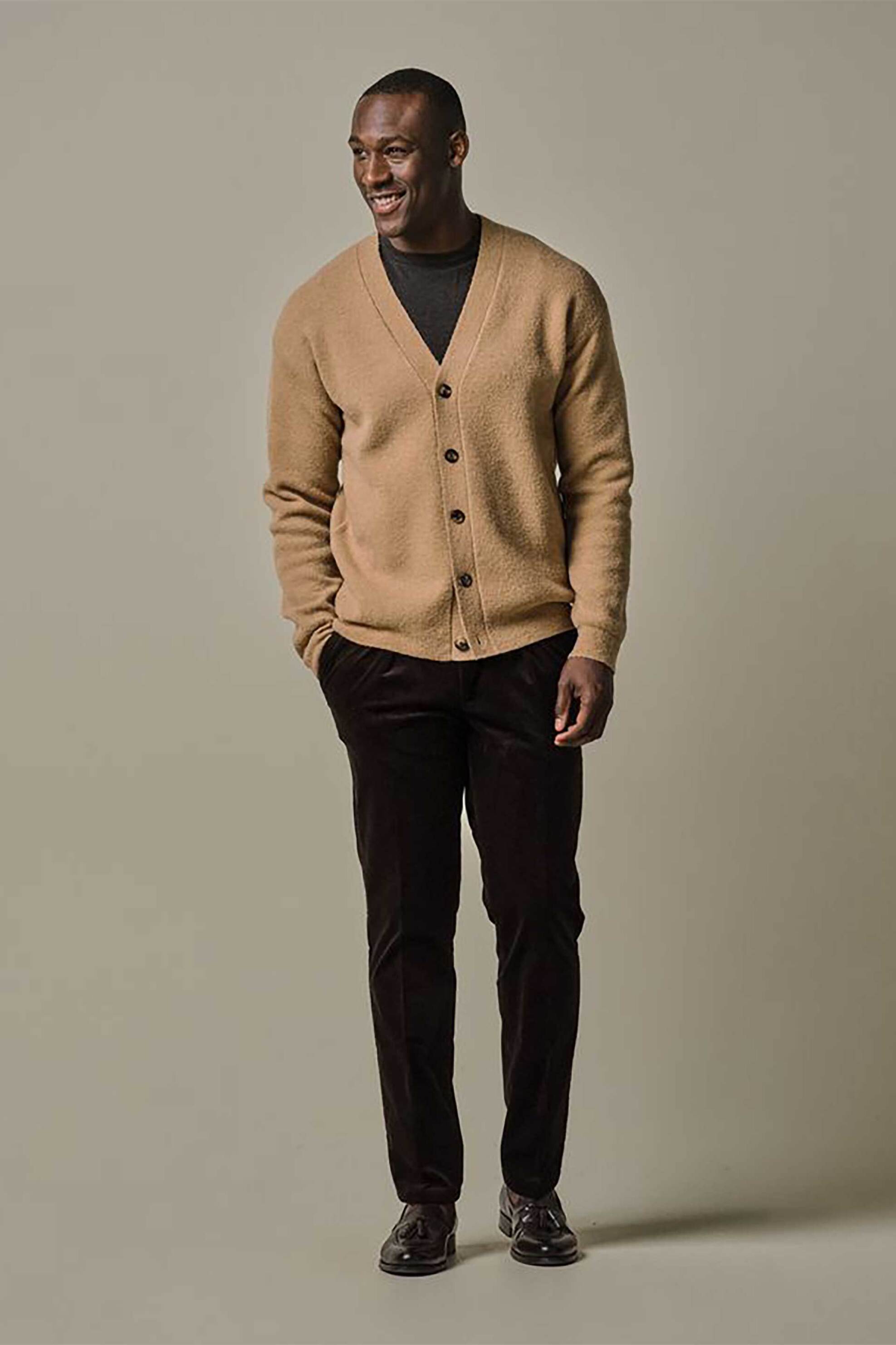 Profuomo ανδρικό παντελόνι κοτλέ μονόχρωμο Regular Fit - PPWQ30003B Καφέ