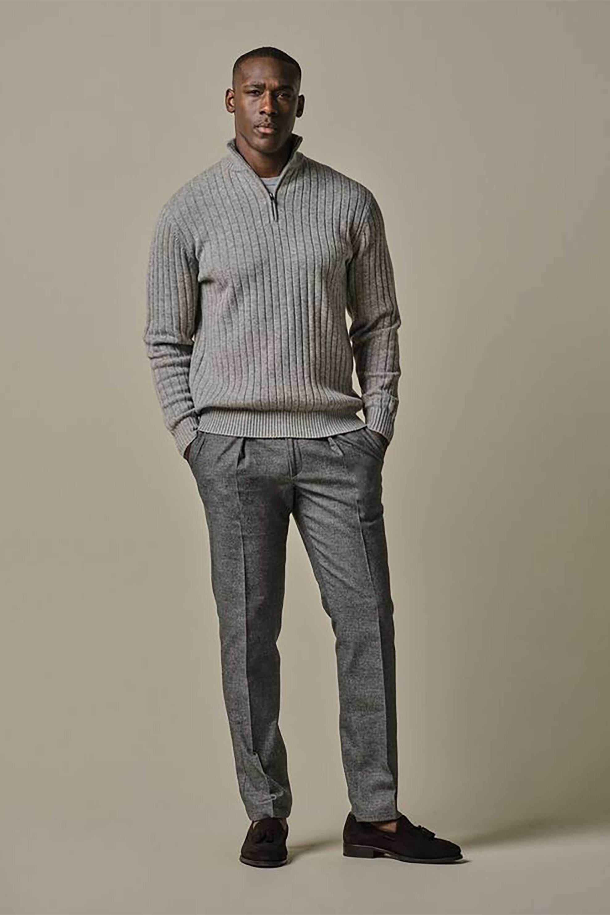 PROFUOMO Profuomo ανδρικό παντελόνι flannel Regular Fit - PPWQ30009C Γκρι