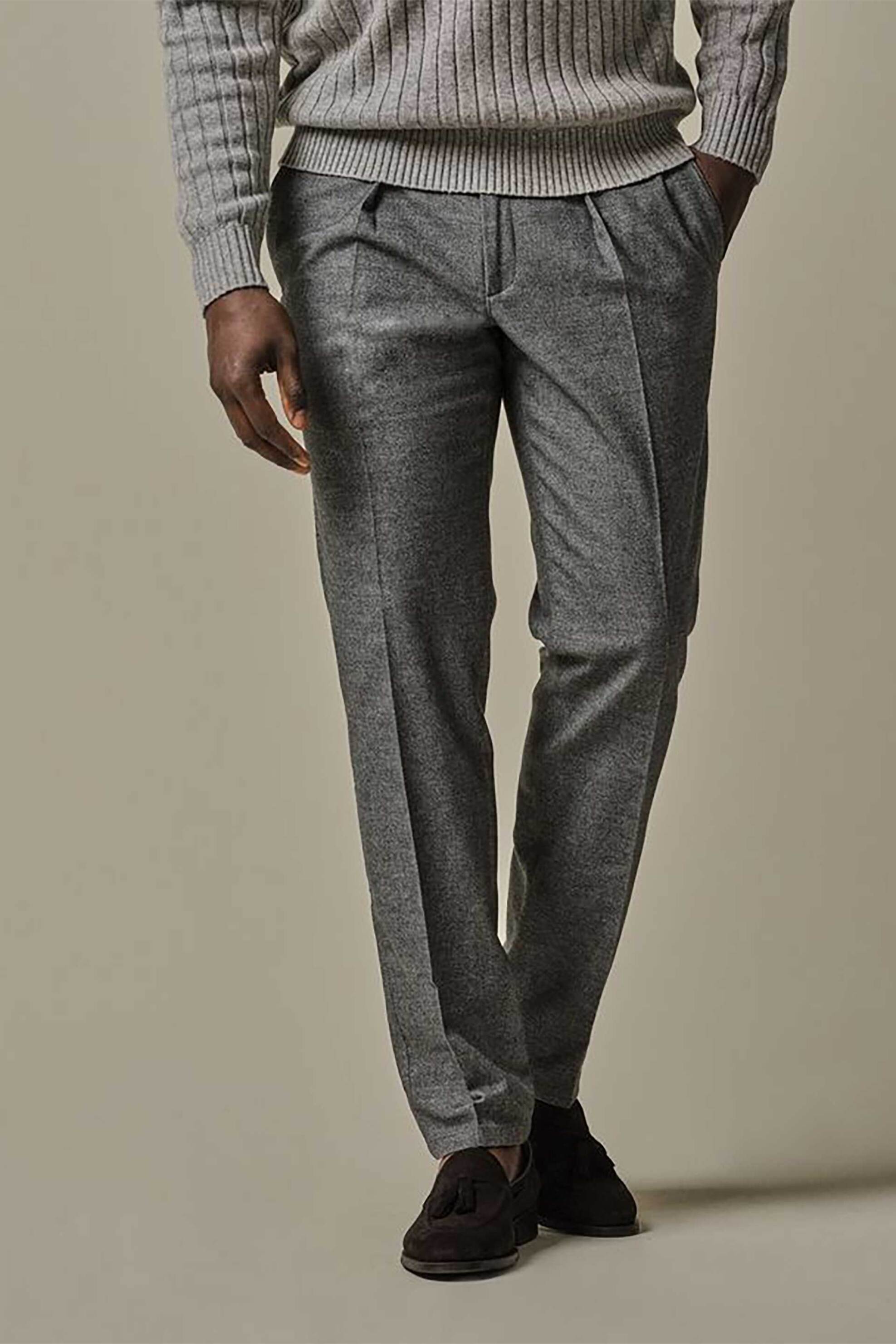 Profuomo ανδρικό παντελόνι flannel Regular Fit - PPWQ30009C Γκρι φωτογραφία