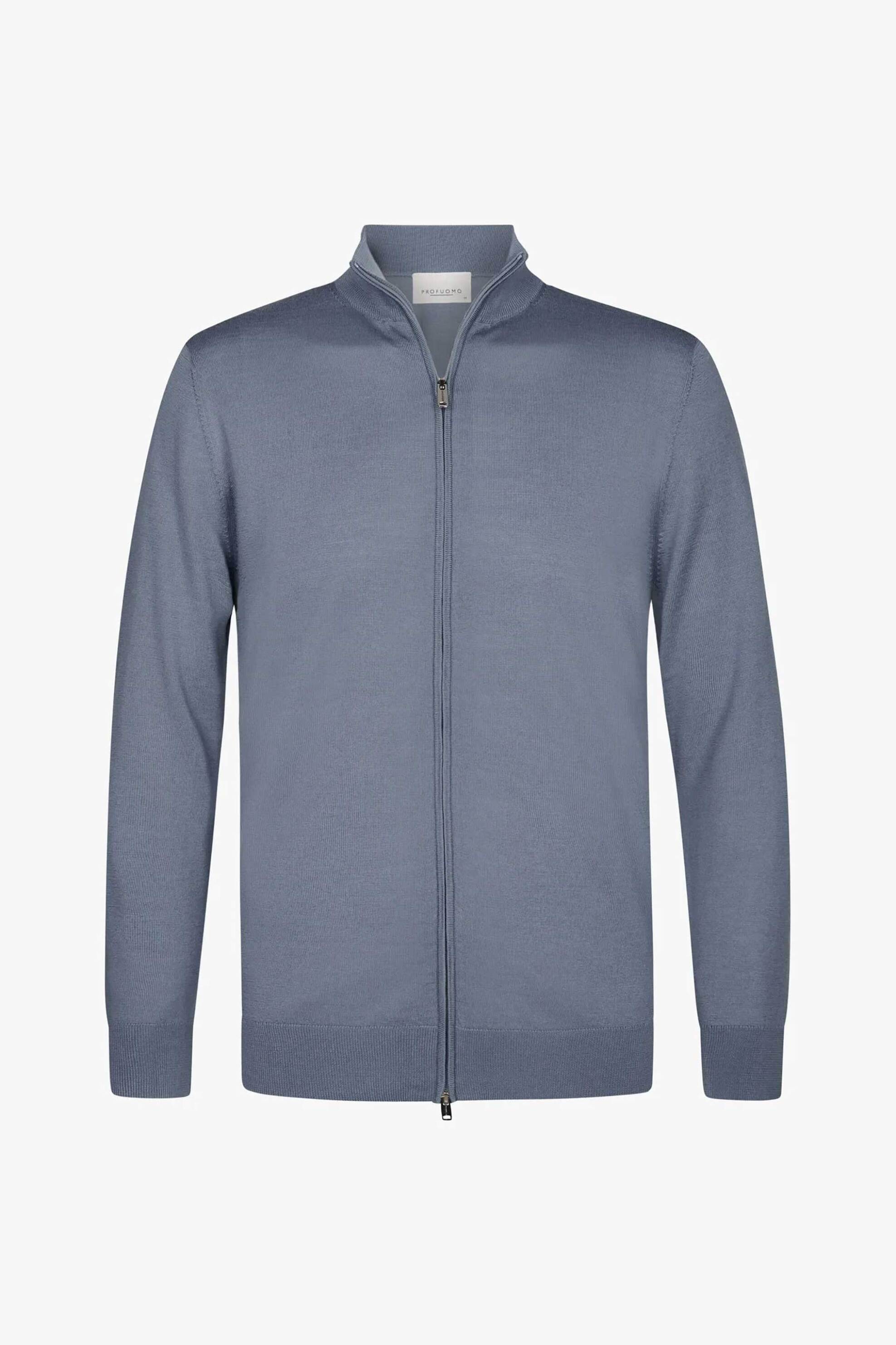 Profuomo ανδρική μάλλινη πλεκτή ζακέτα Regular Fit - PPWJ30006I Μπλε Ανοιχτό