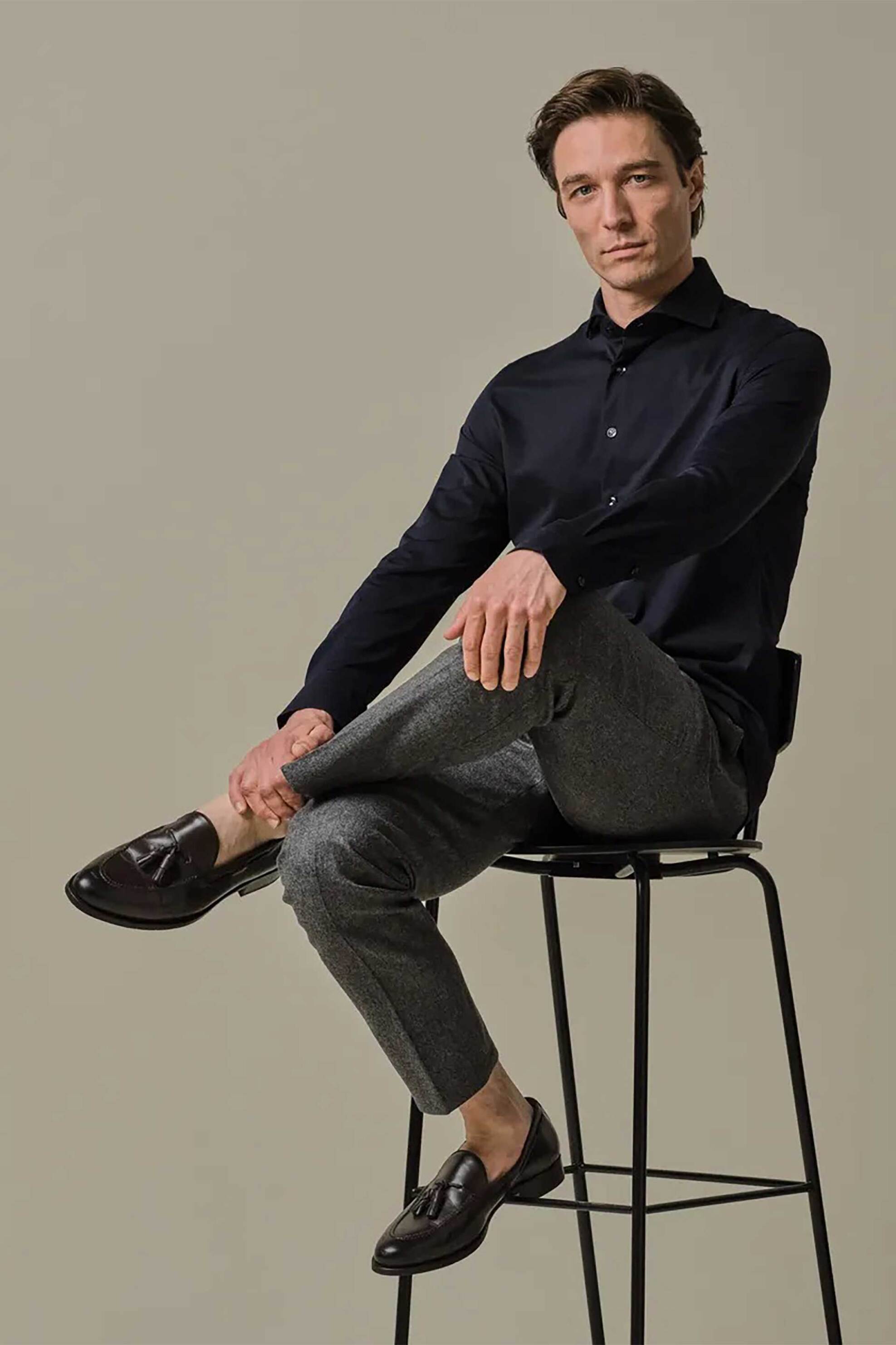 Profuomo ανδρικό πουκάμισο μονόχρωμο Slim Fit - PP2H00008C Μπλε Σκούρο