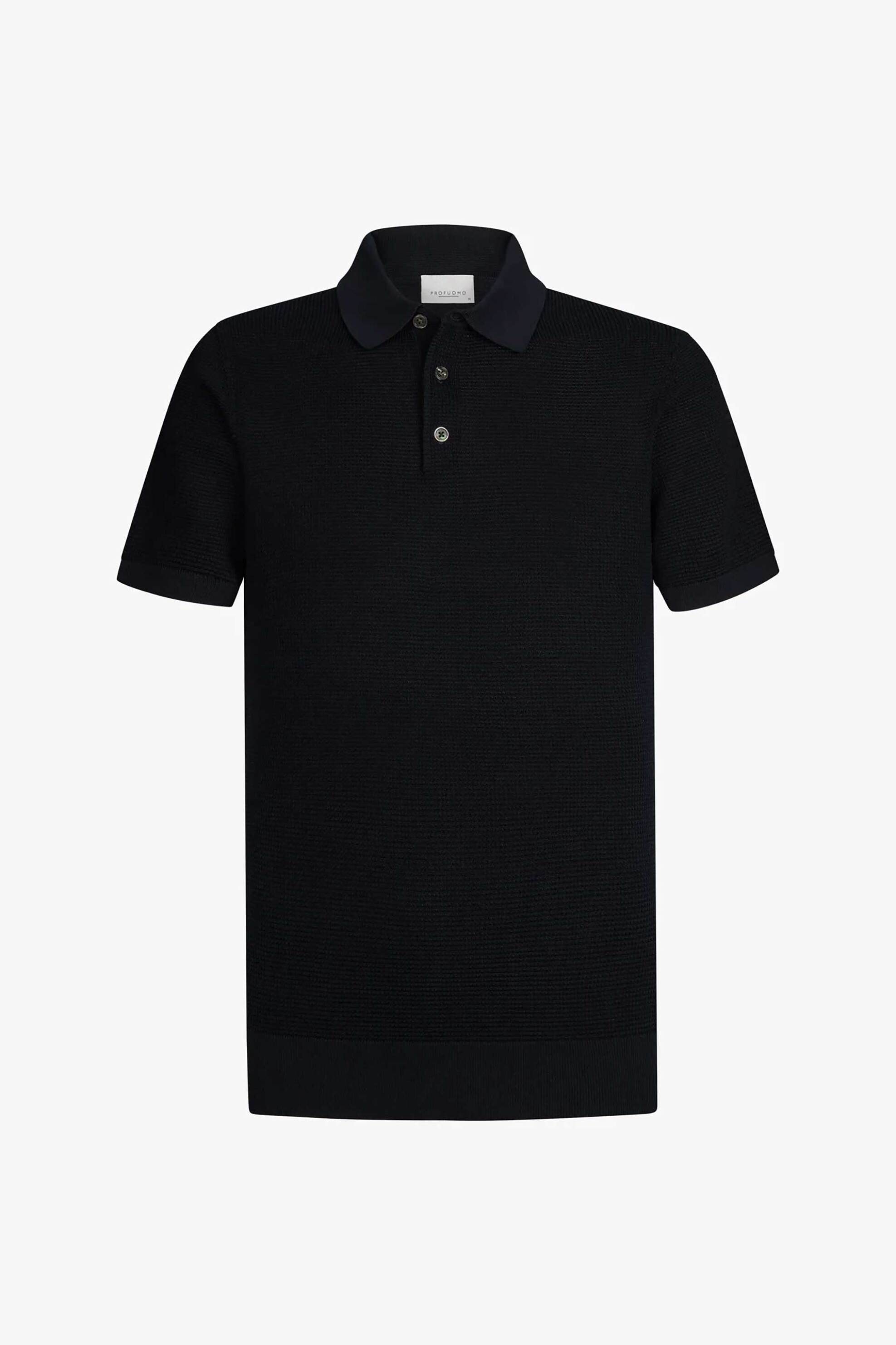 Profuomo ανδρική κοντομάνικη μπλούζα πόλο με waffle pattern Regular Fit - PPXD10028A Σκούρο Μπλε