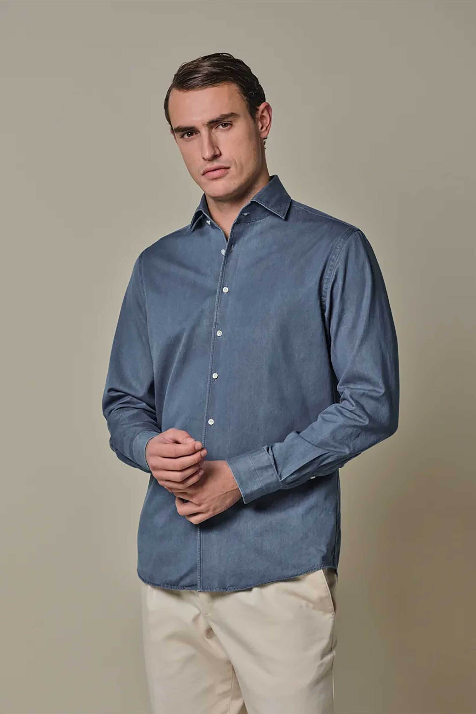 Profuomo ανδρικό denim πουκάμισο Slim Fit - PPXH10030B Μπλε