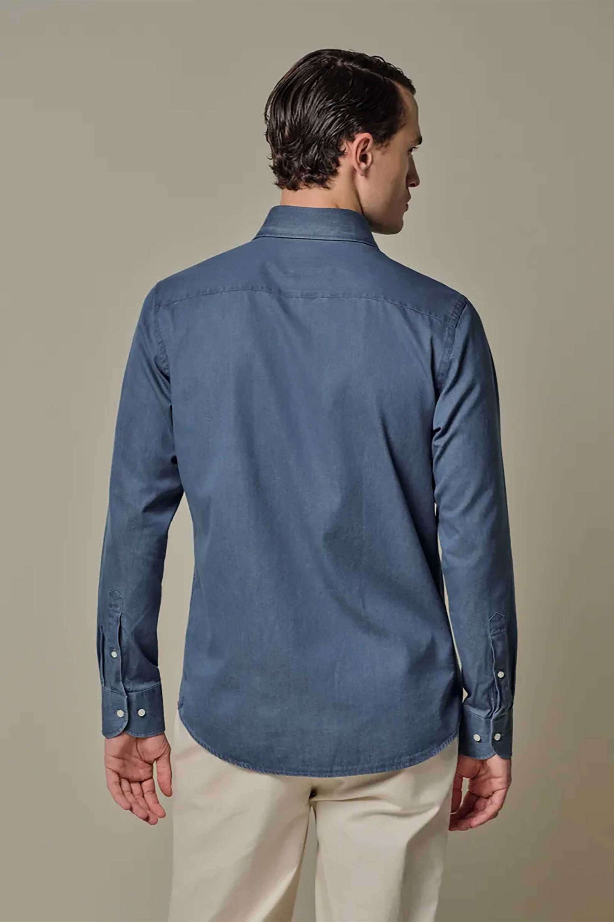 Profuomo Ανδρικό Denim Πουκάμισο Slim Fit - Ppxh10030B Μπλε