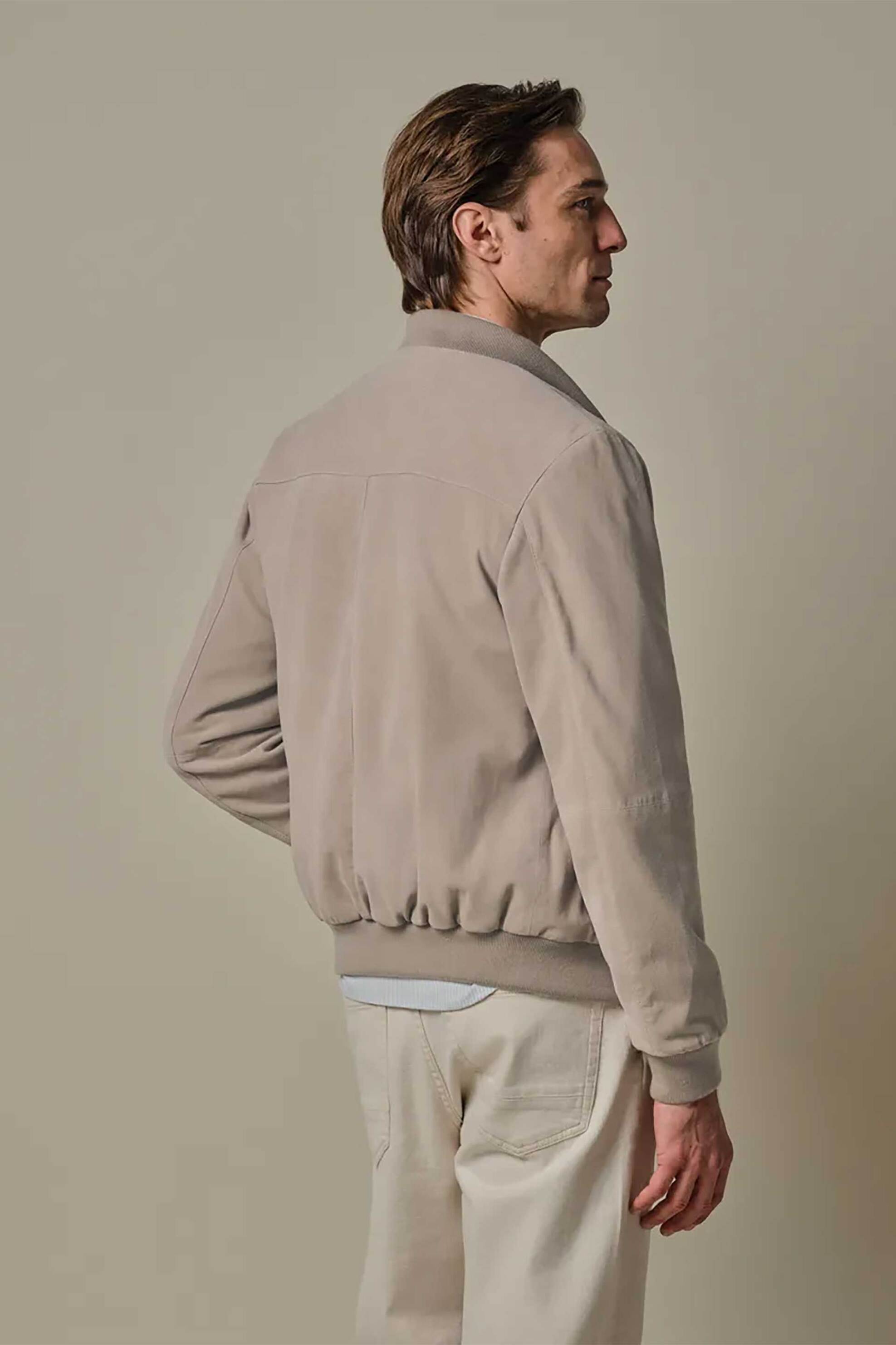 Profuomo Ανδρικό Suede Bomber Jacket Normal Fit - Ppxu10010A Μπεζ