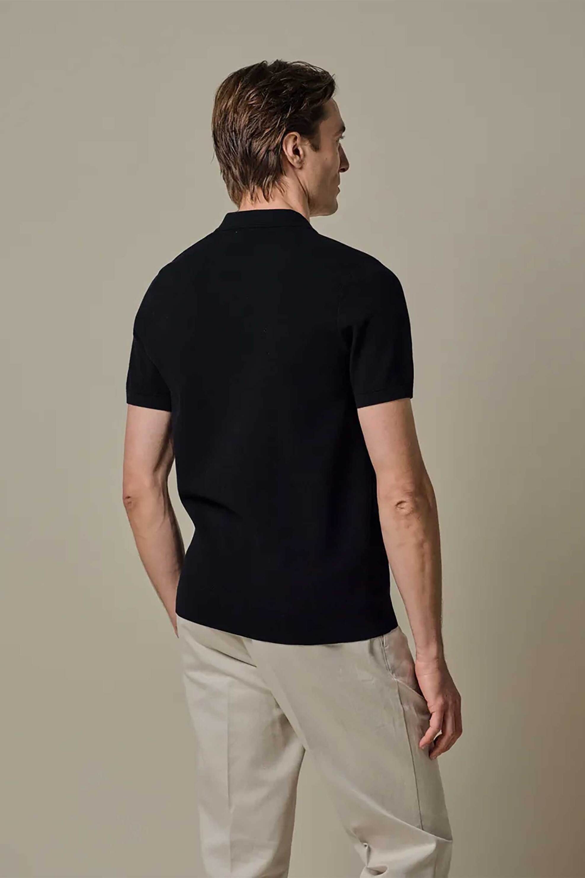 Profuomo Ανδρική Κοντομάνικη Μπλούζα Πόλο Open Collar Regular Fit - Ppxd10009A Σκούρο Μπλε