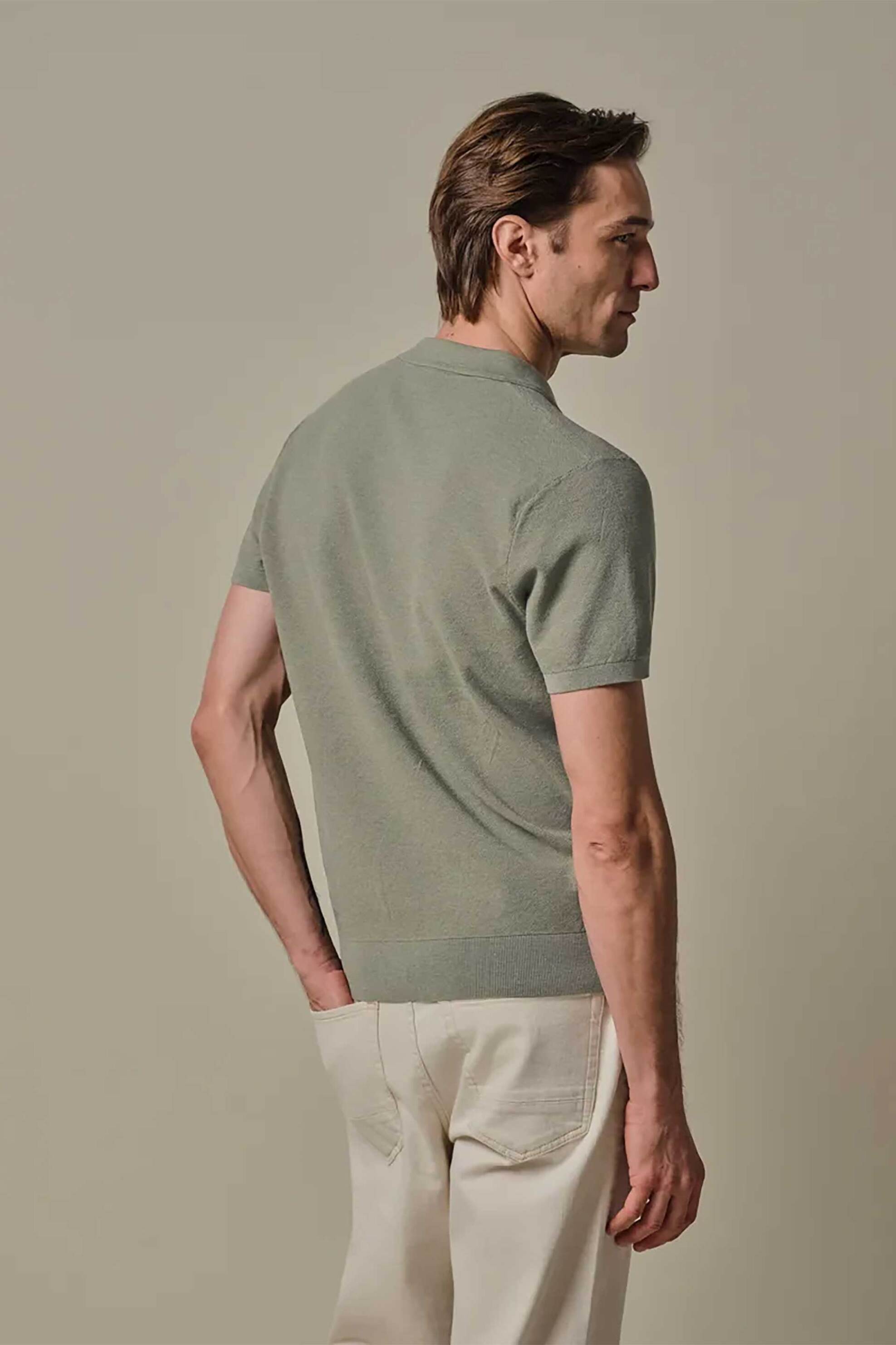 Profuomo Ανδρική Κοντομάνικη Μπλούζα Πόλο Open Collar Regular Fit - Ppxd10009D Πράσινο Ανοιχτό