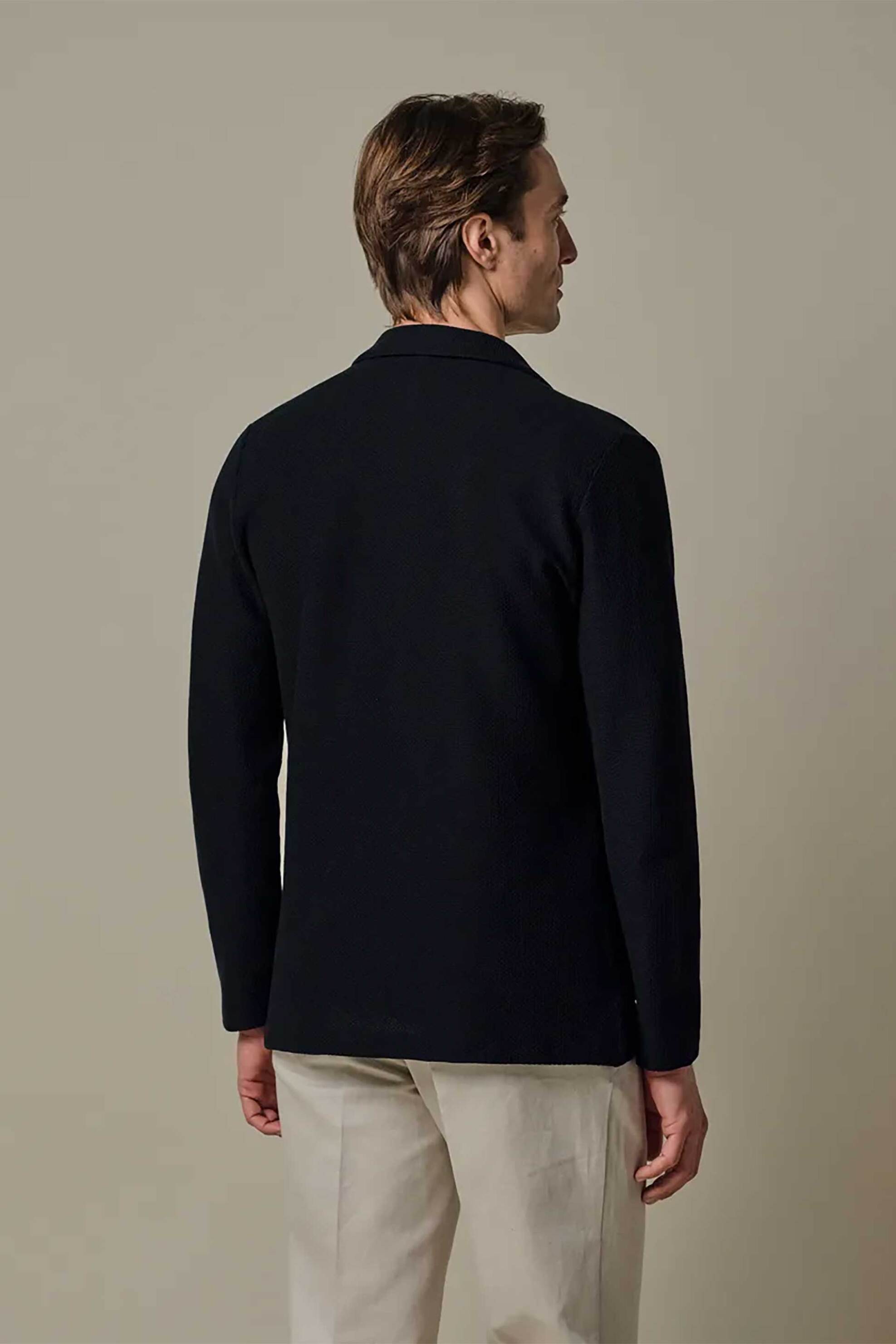 Profuomo Ανδρικό Σακάκι Textured Regular Fit - Ppxp10011A Σκούρο Μπλε