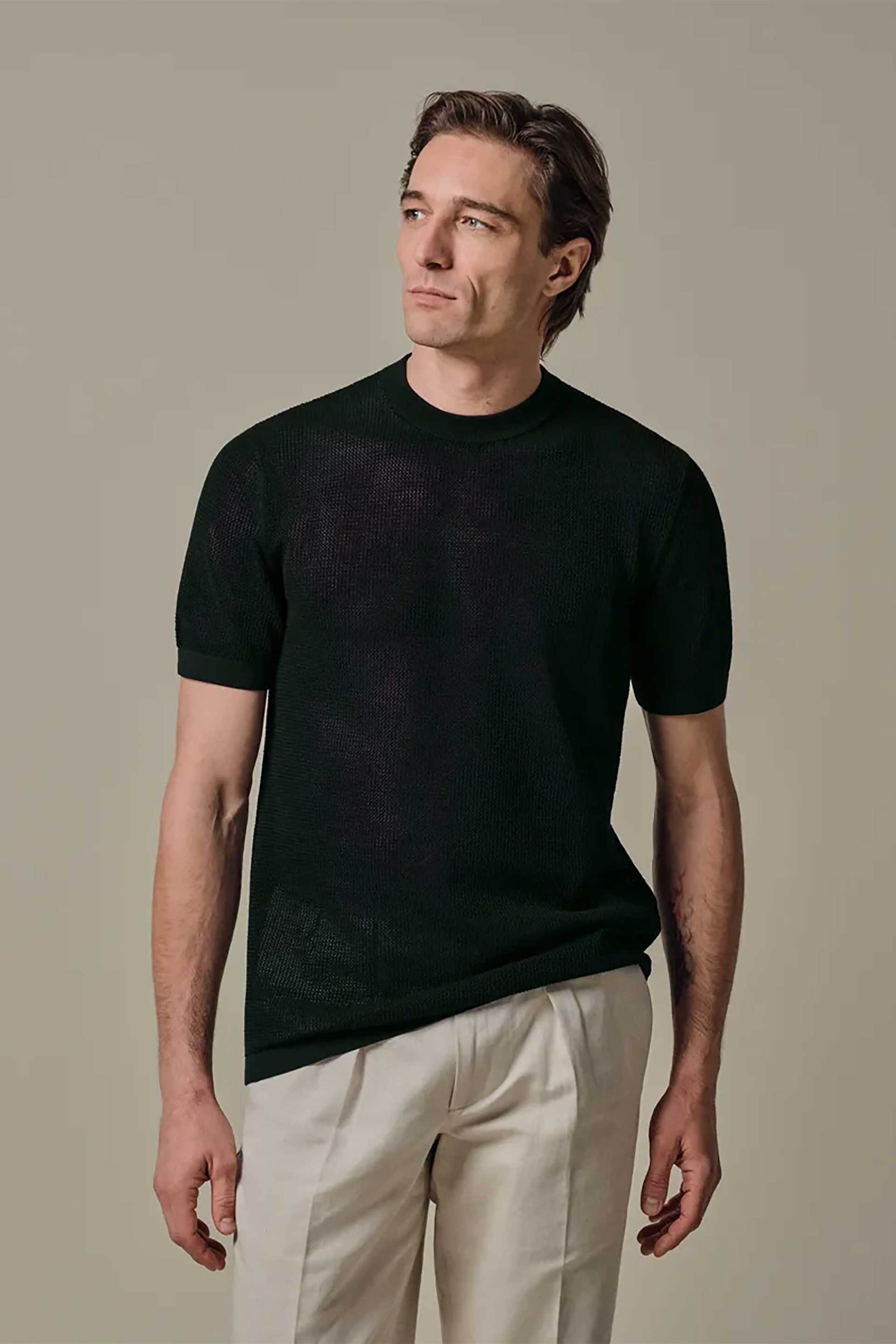 Profuomo ανδρικό T-shirt structured Regular Fit - PPXT10011A Σκούρο Μπλε