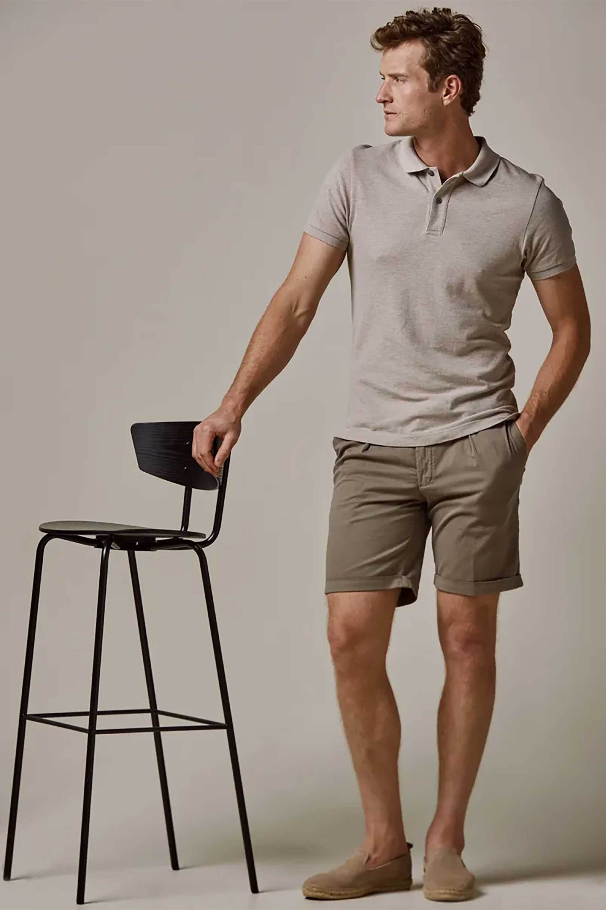 Profuomo ανδρική κοντομάνικη μπλούζα πόλο πικέ Regular Fit - PPXD10019C Μπεζ