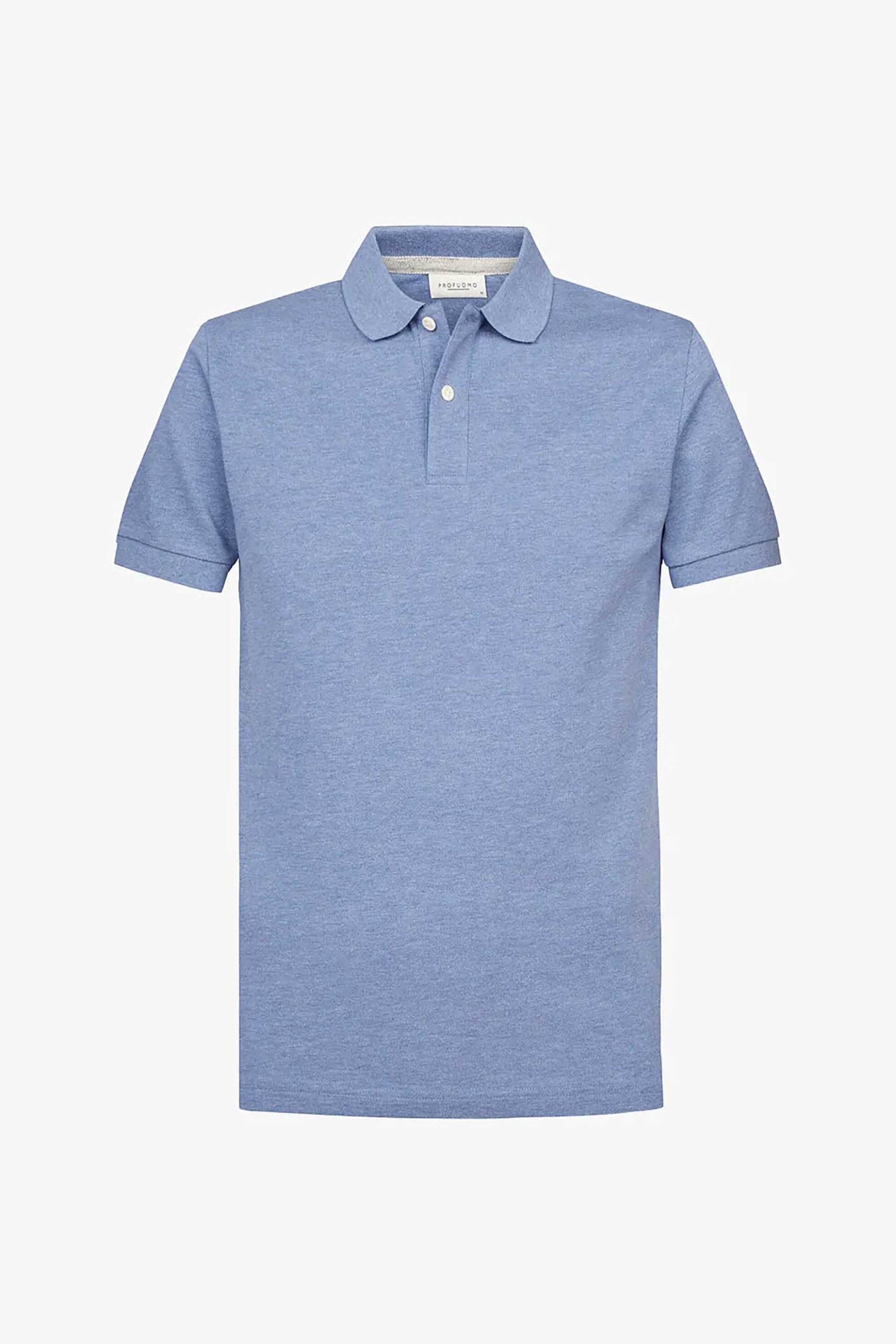 Profuomo Ανδρική Κοντομάνικη Μπλούζα Πόλο Πικέ Regular Fit - Ppxd10019O Μπλε Ανοιχτό