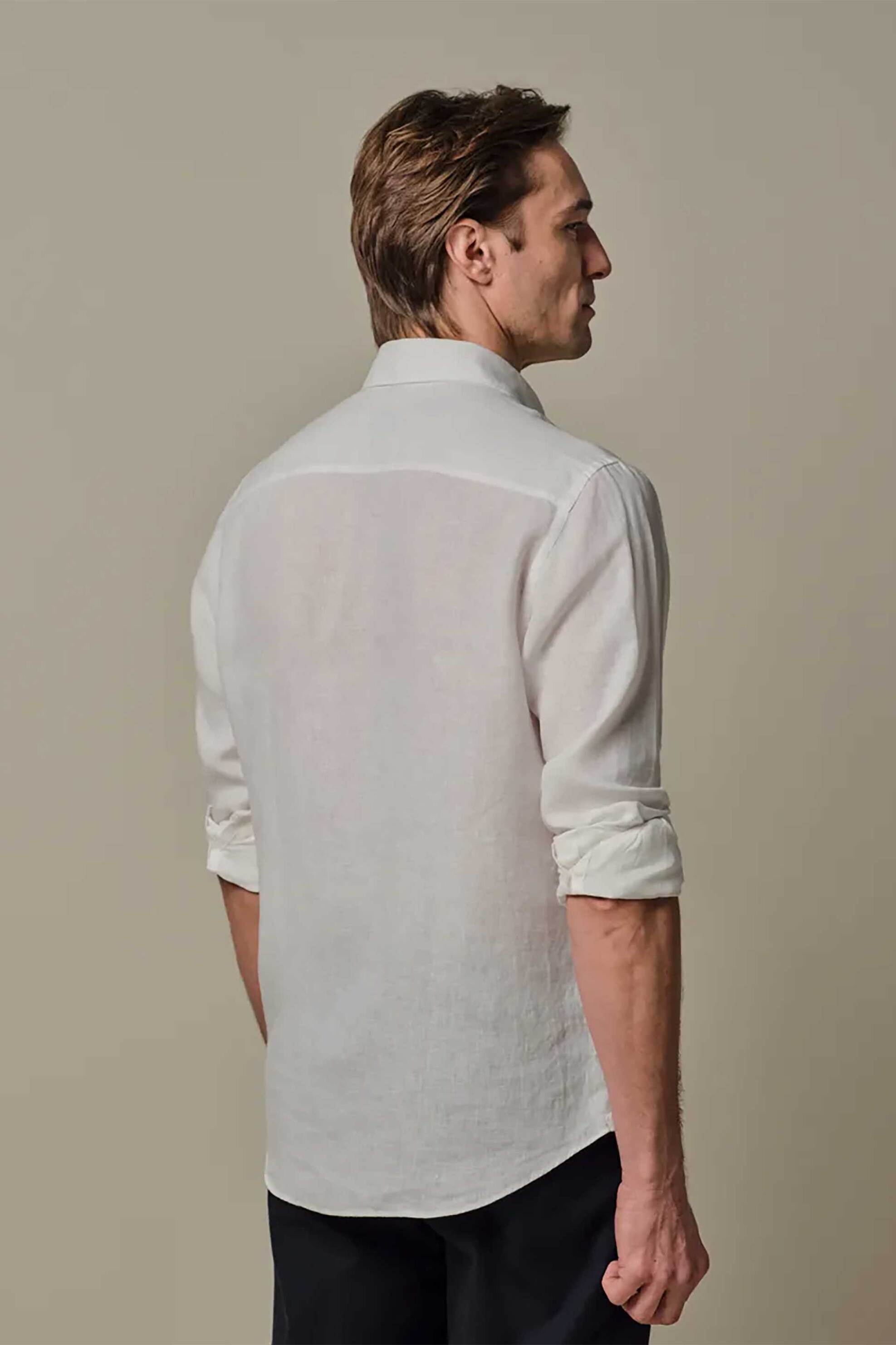 Profuomo Ανδρικό Λινό Πουκάμισο Slim Fit - Ppxh10017A Λευκό