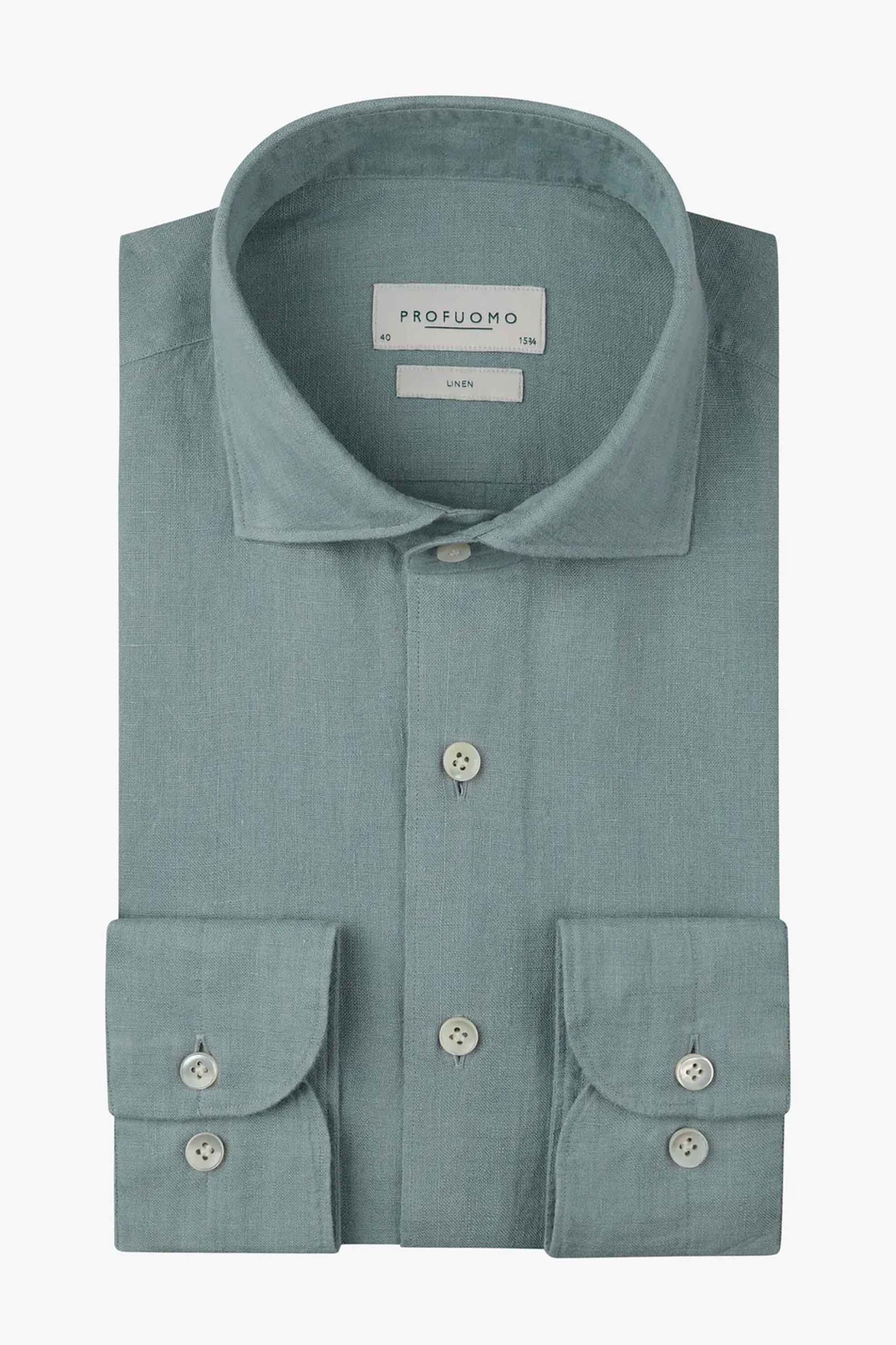 Profuomo ανδρικό λινό πουκάμισο Slim Fit - PPXH10017L Μπλε Ανοιχτό