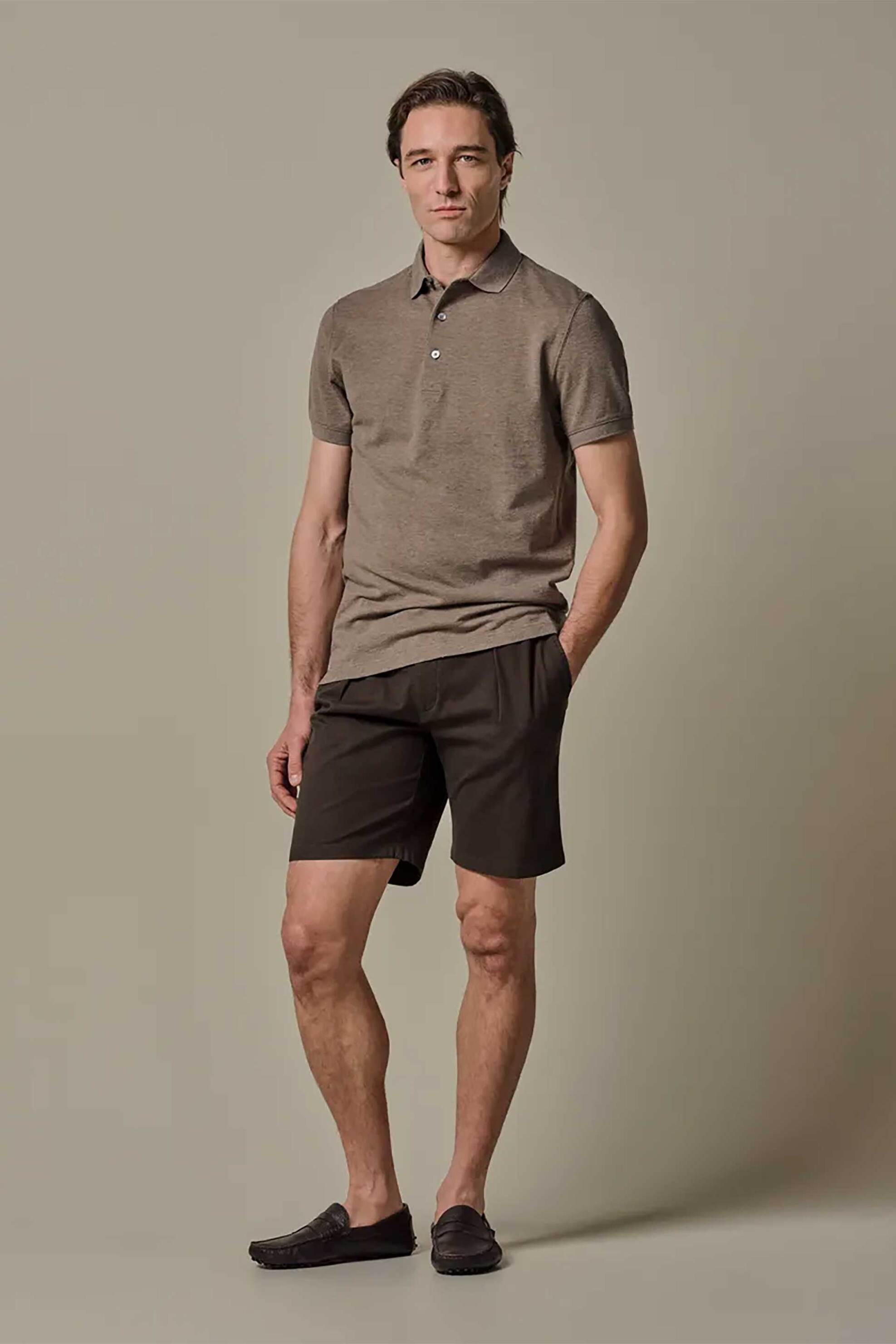 Profuomo ανδρική βερμούδα με ελαστική μέση Relaxed Fit - PPXQ10002A Καφέ