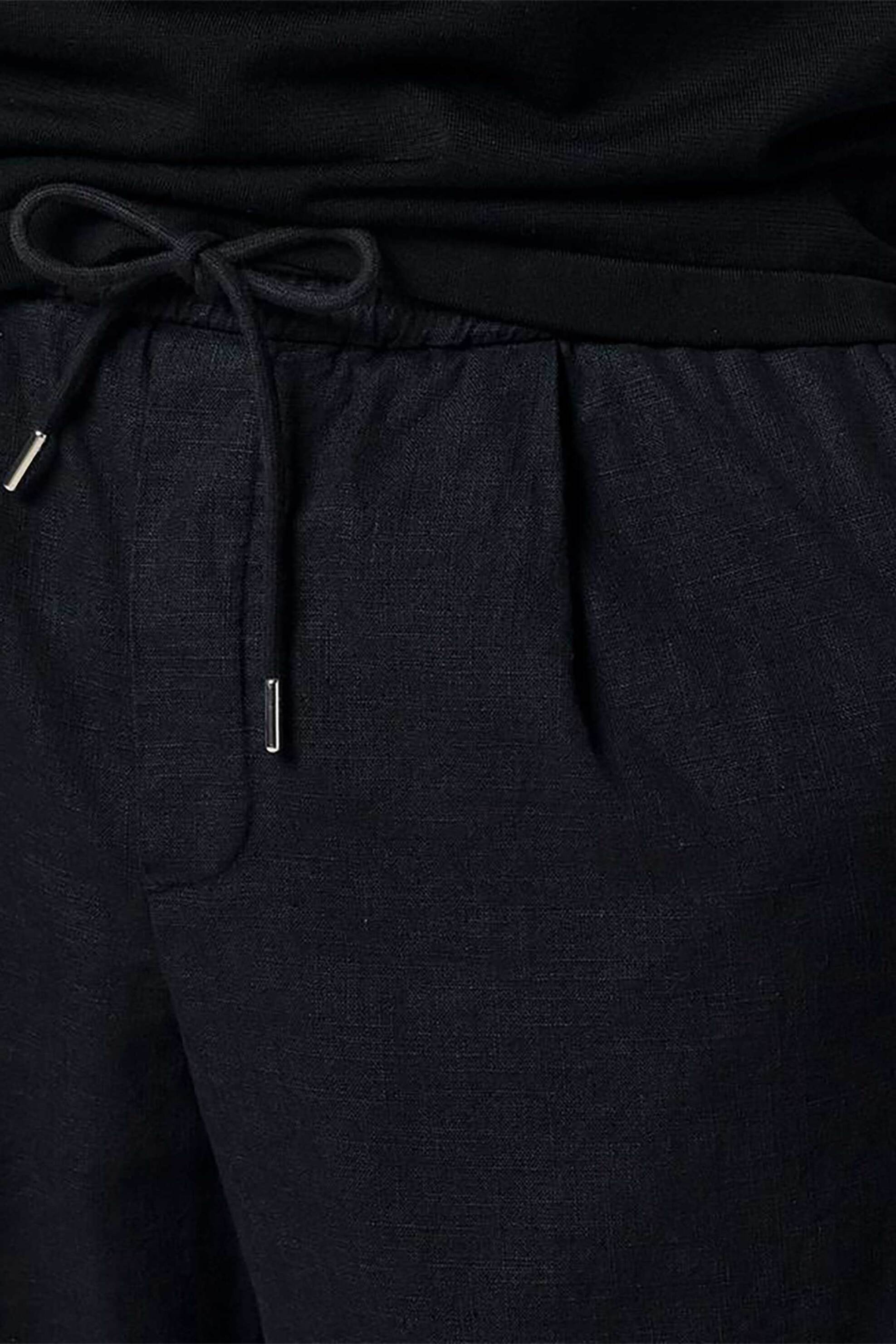 Profuomo Ανδρικό Παντελόνι με Λινάρι Και Ελαστική Μέση Loose Fit - Ppxq10026A Σκούρο Μπλε