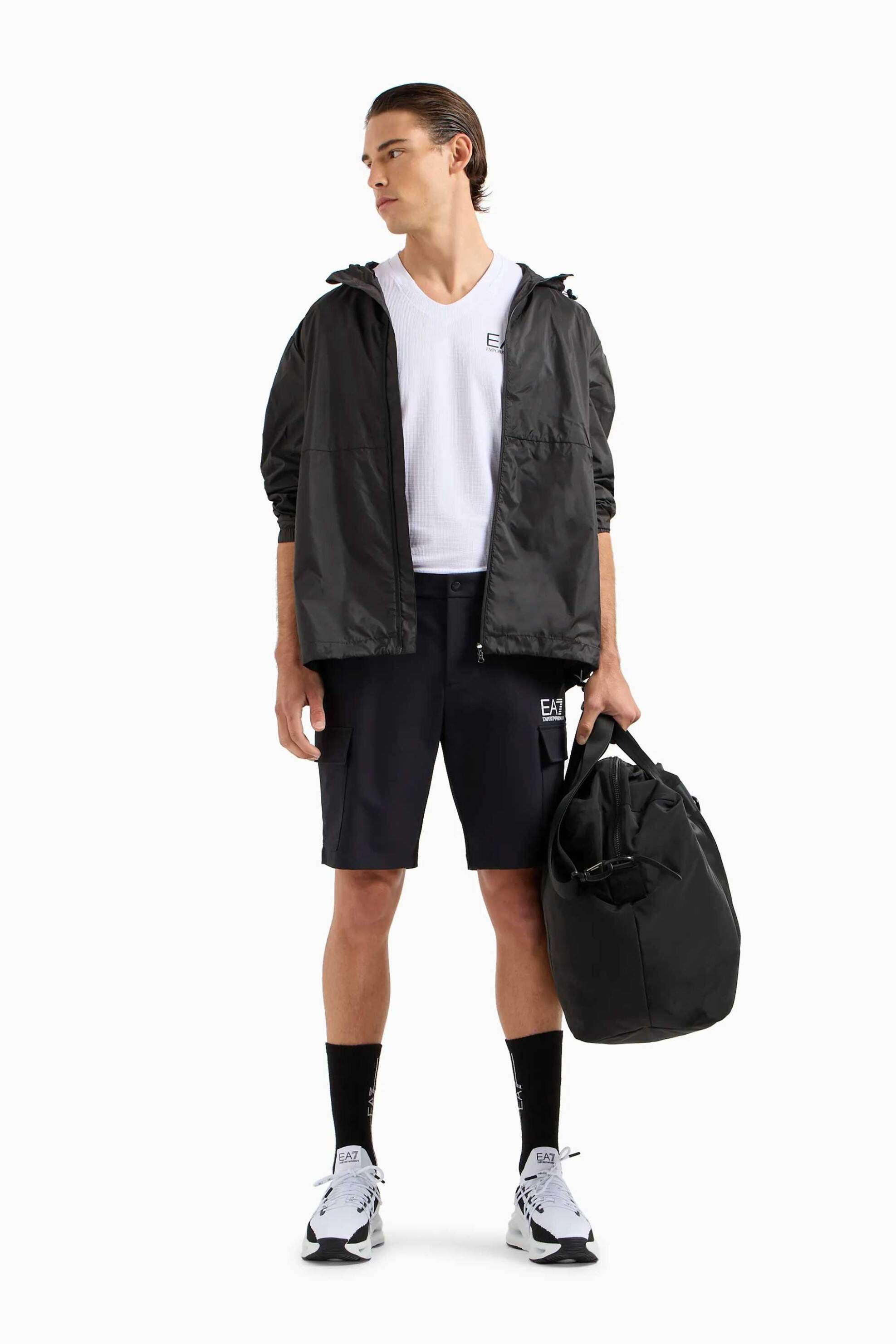 EA7 ανδρικό αδιάβροχο jacket με κουκούλα Oversized Fit - 3DPB01PNFHZ Μαύρο