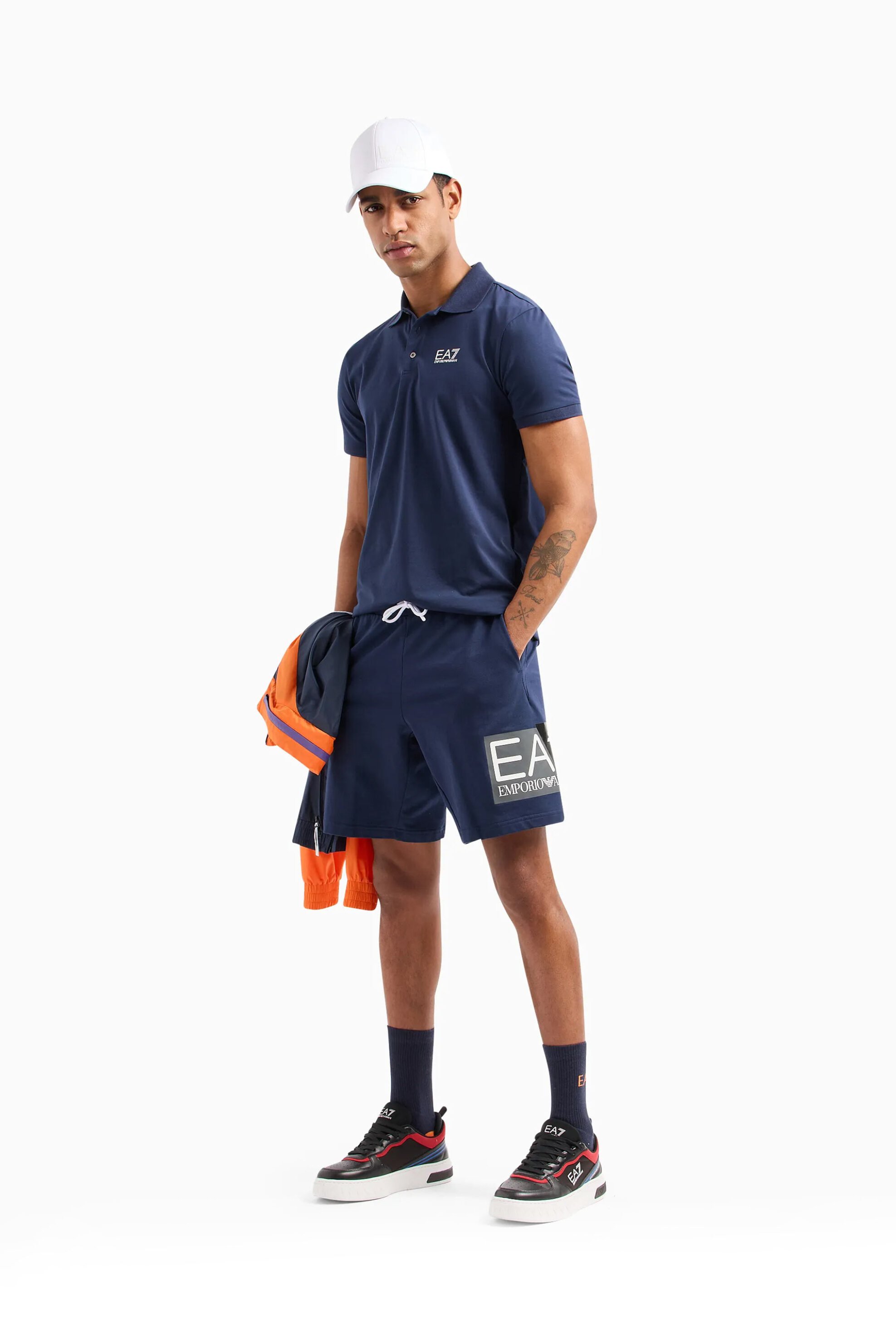 EA7 ανδρικό σορτς με λογότυπο Regular Plus Fit - 3DPS63PJ05Z Μπλε Σκούρο