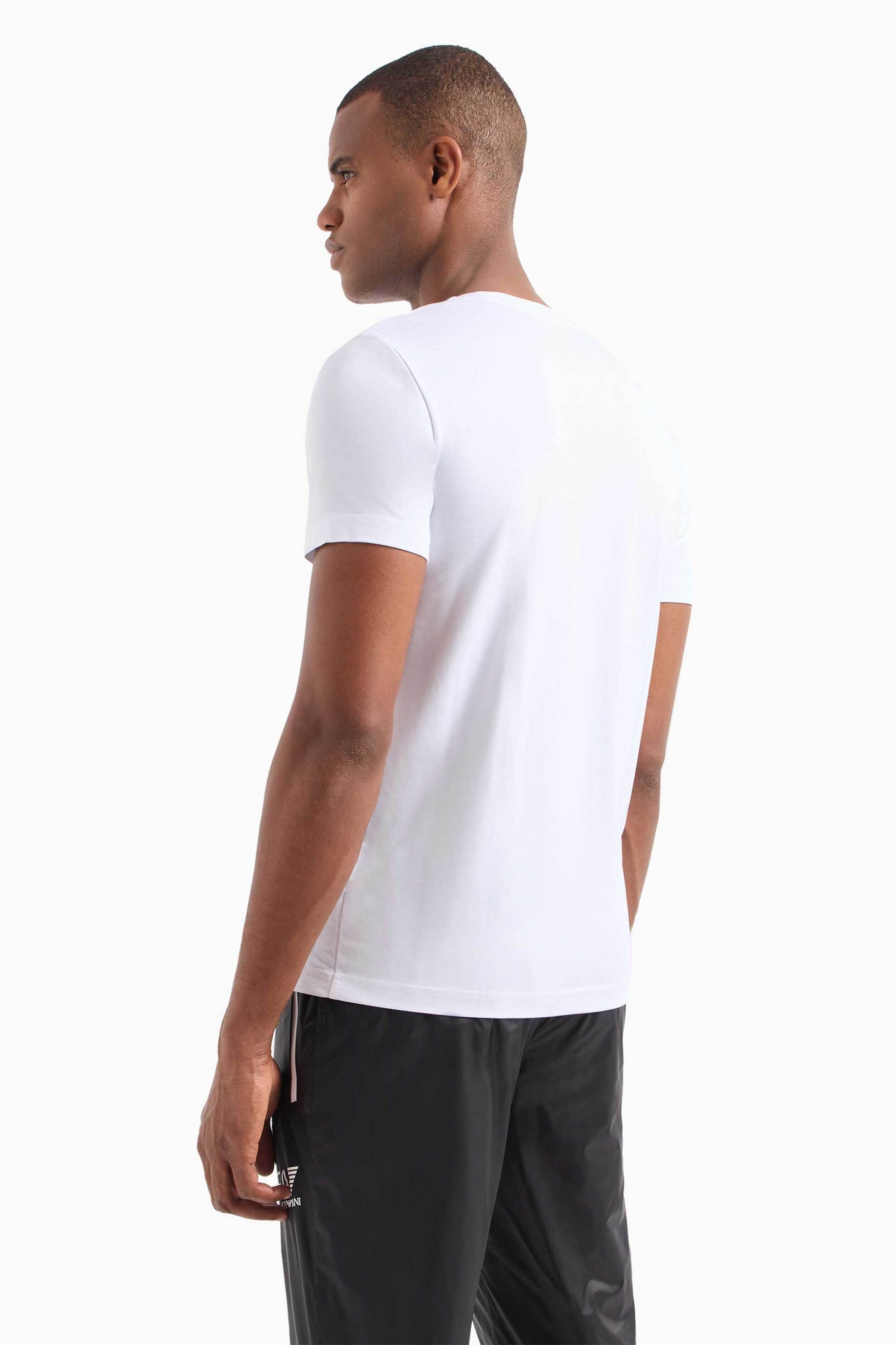 Ea7 Ανδρικό T-Shirt με Logo Patch Slim Fit - 8Npt16Pjrgz Λευκό